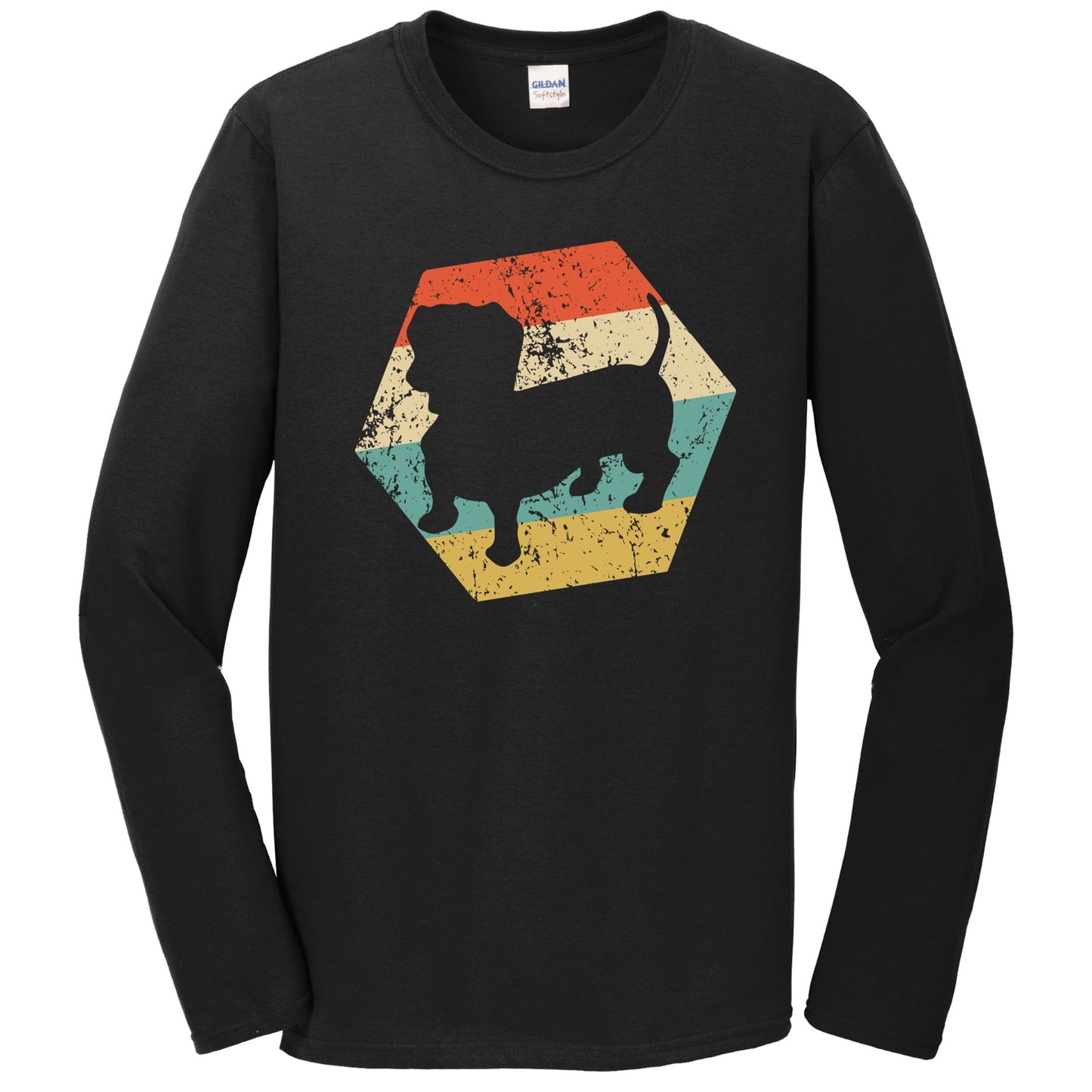 Dachshund Dog Breed Retro Distressed Hexagon Long Sleeve T-Shirt