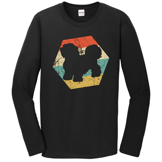 Havanese Dog Breed Retro Distressed Hexagon Long Sleeve T-Shirt