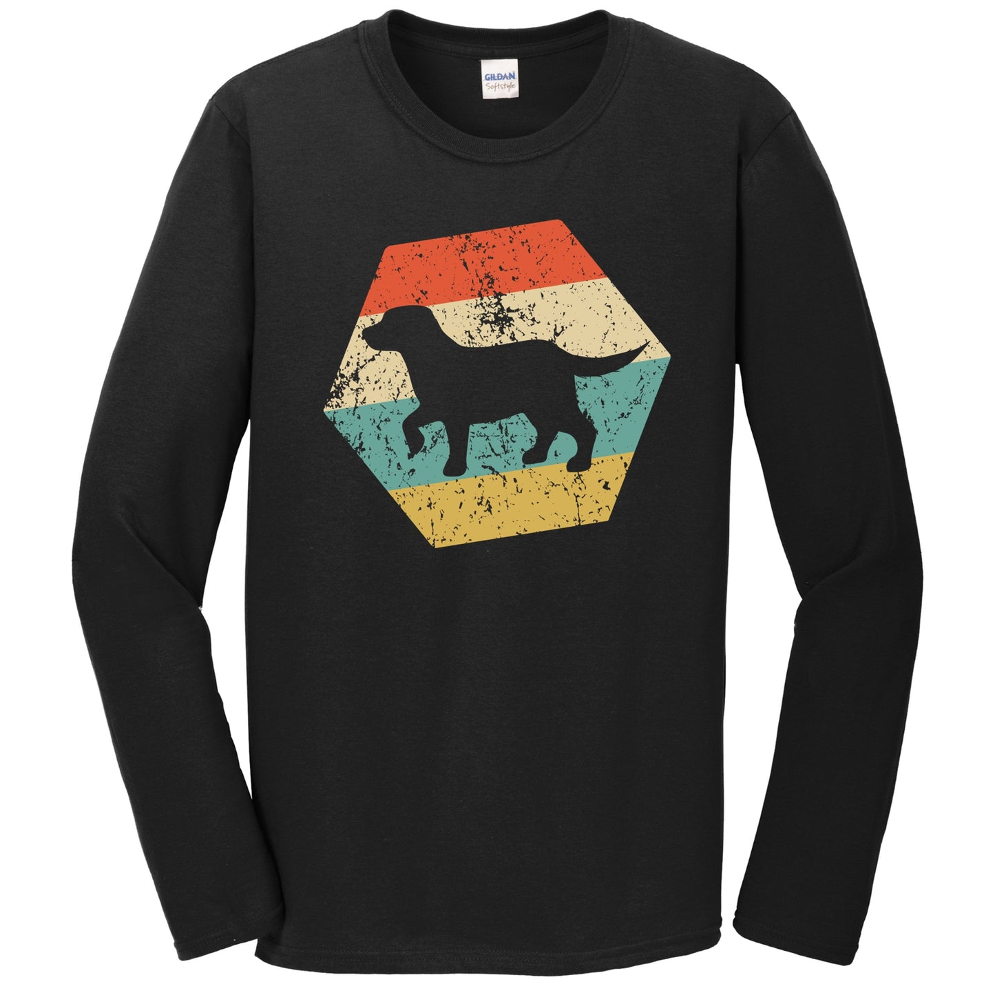 Labrador Retriever Dog Breed Retro Distressed Hexagon Long Sleeve T-Shirt