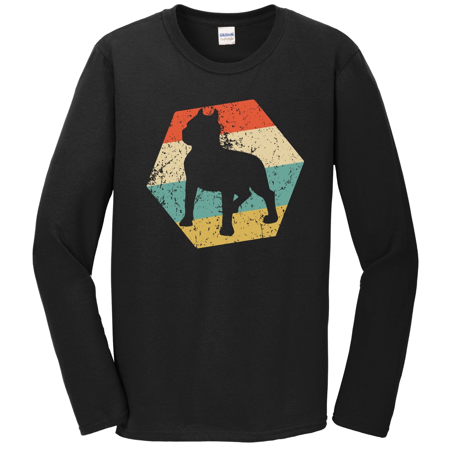American Pit Bull Terrier Dog Breed Retro Distressed Hexagon Long Sleeve T-Shirt