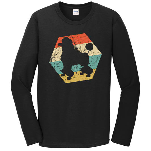 Poodle Dog Breed Retro Distressed Hexagon Long Sleeve T-Shirt