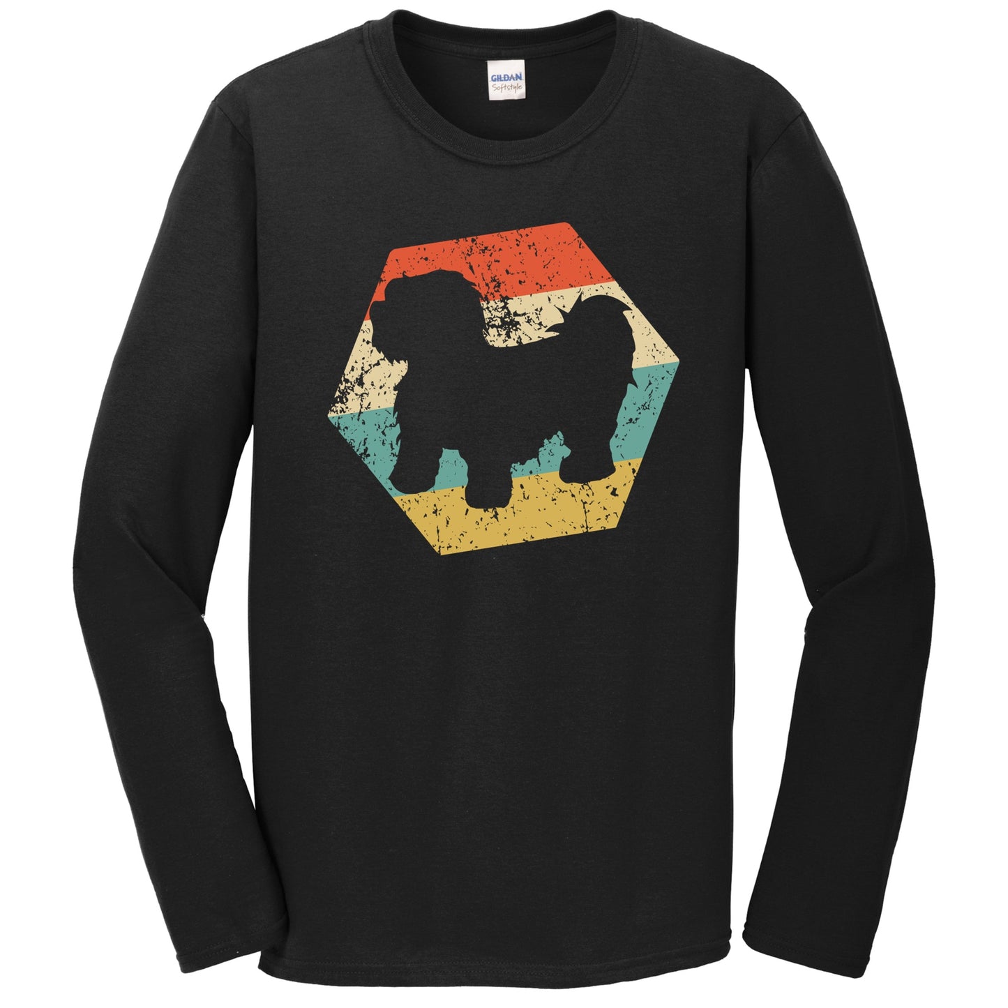 Shih Tzu Dog Breed Retro Distressed Hexagon Long Sleeve T-Shirt