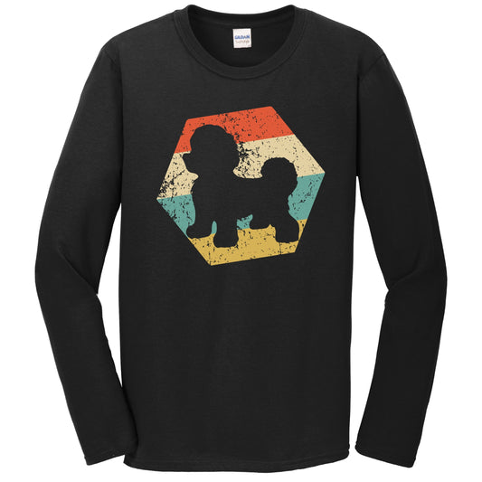 Bichon Frise Dog Breed Retro Distressed Hexagon Long Sleeve T-Shirt