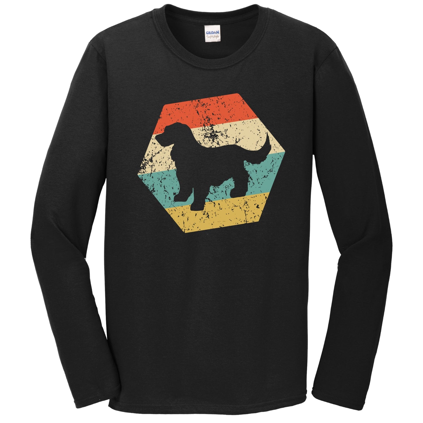 Cocker Spaniel Dog Breed Retro Distressed Hexagon Long Sleeve T-Shirt