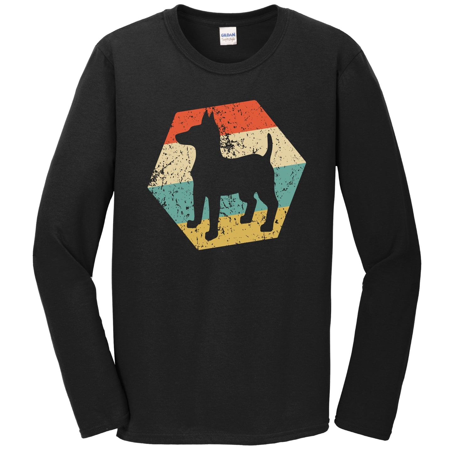 Toy Fox Terrier Dog Breed Retro Distressed Hexagon Long Sleeve T-Shirt