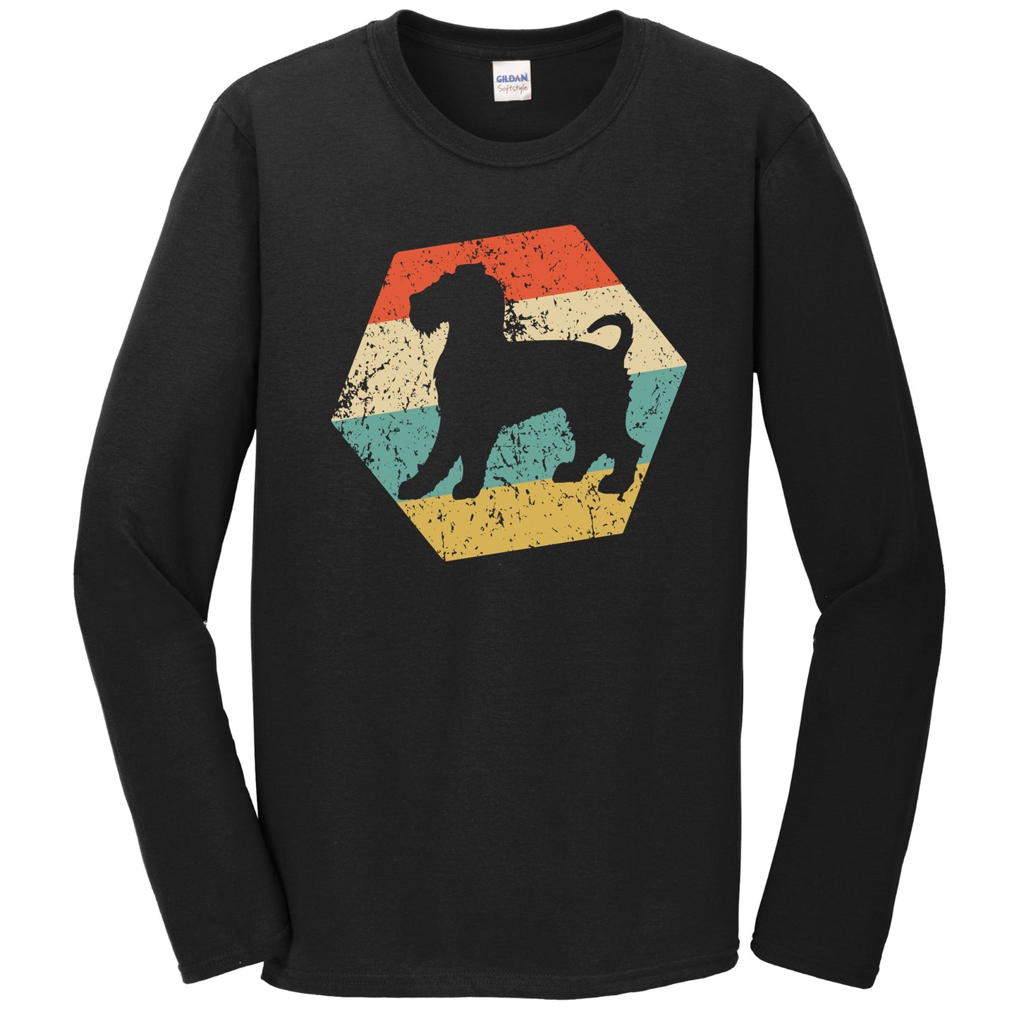 Wire Fox Terrier Dog Breed Retro Distressed Hexagon Long Sleeve T-Shirt