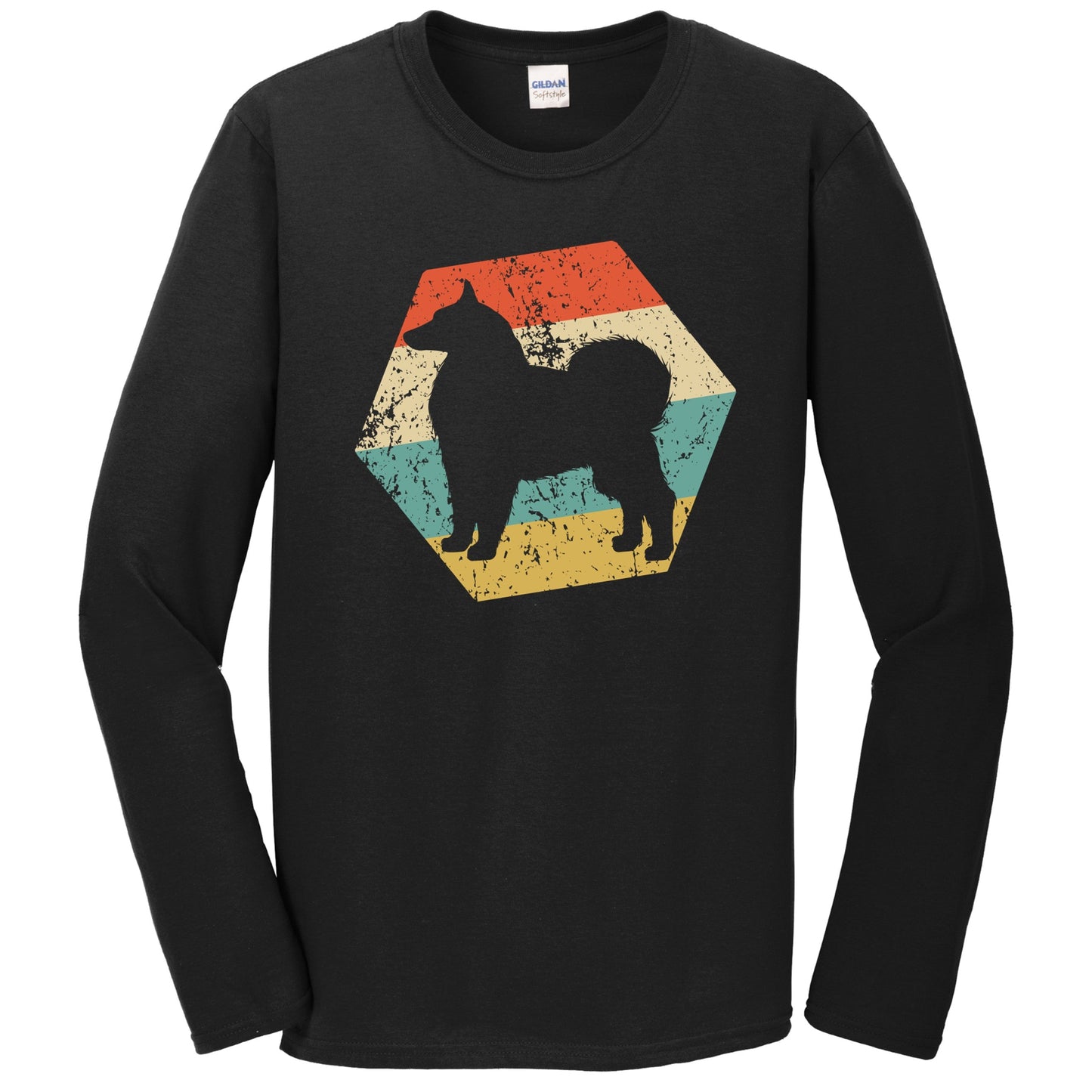 Samoyed Dog Breed Retro Distressed Hexagon Long Sleeve T-Shirt