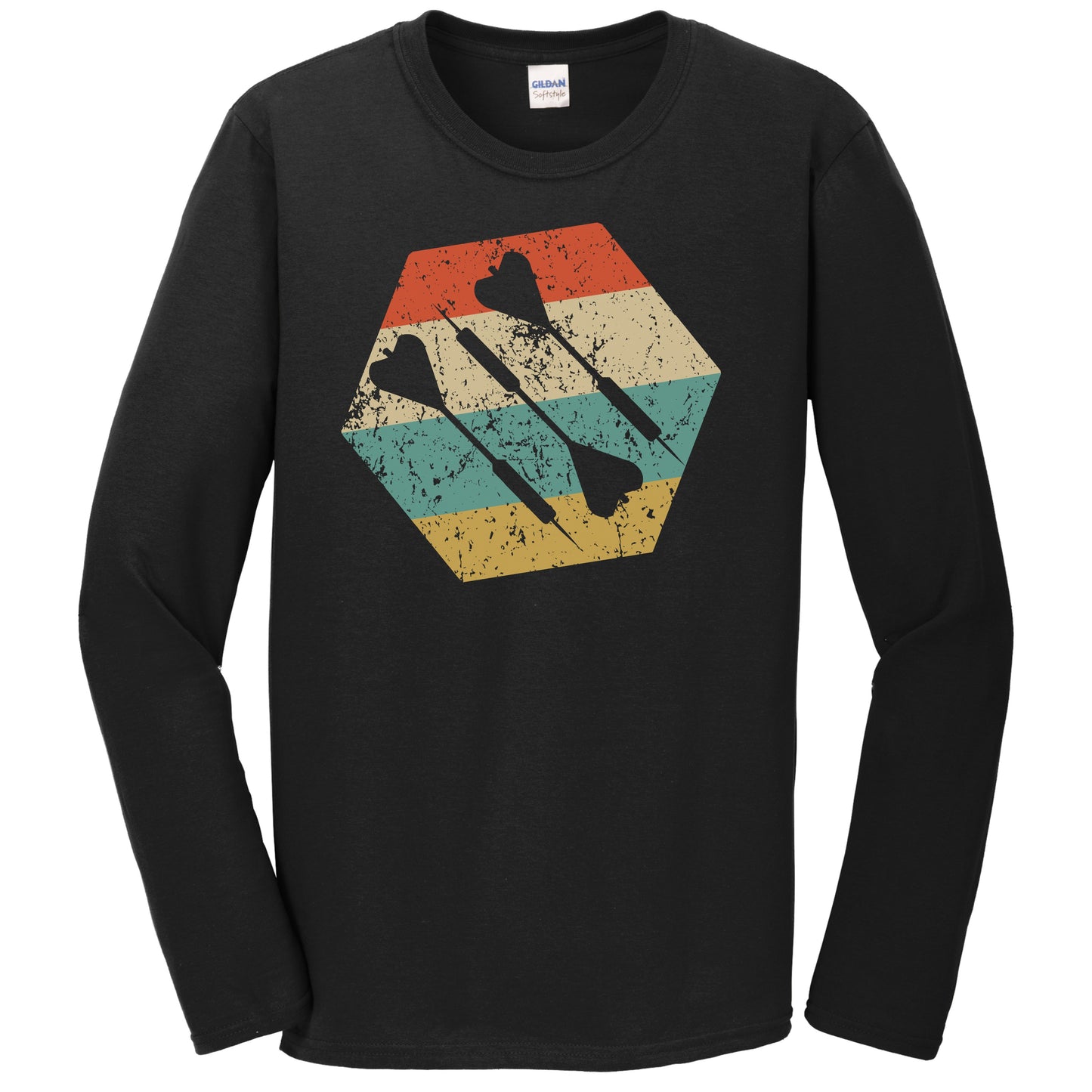 Darts Retro Distressed Hexagon Darts Long Sleeve T-Shirt