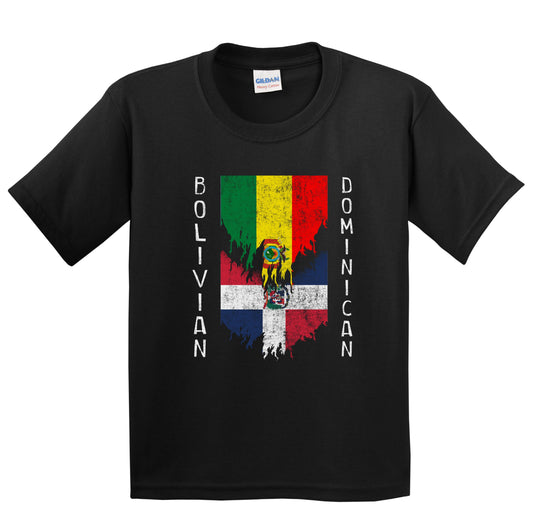 Bolivian Dominican Flags Ripped Torn Bolivia Dominican Republic Youth T-Shirt