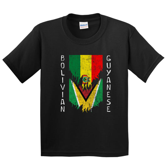 Bolivian Guyanese Flags Ripped Torn Bolivia Guyana Youth T-Shirt