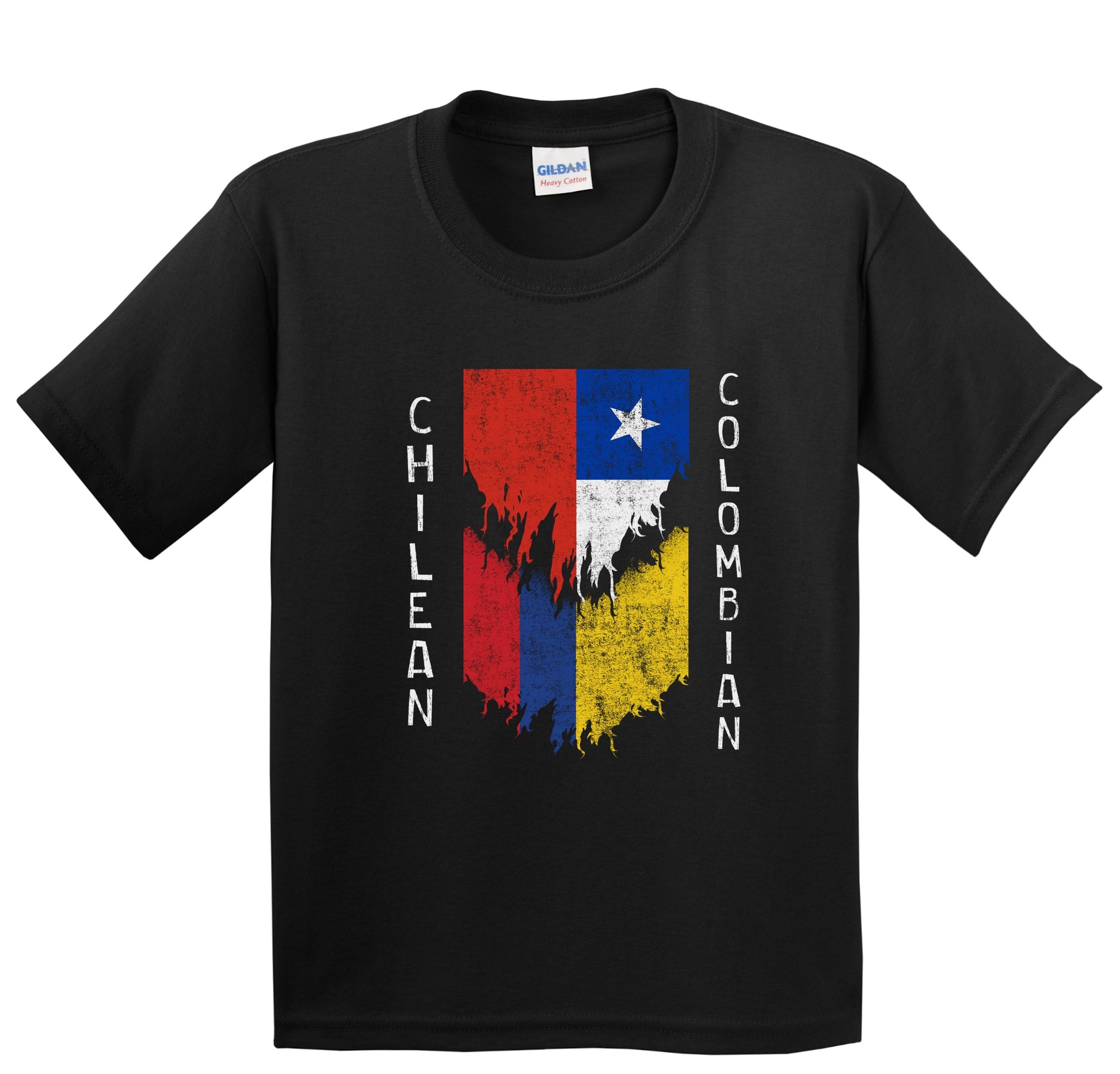 Chilean Colombian Flags Ripped Torn Chile Colombia Youth T-Shirt