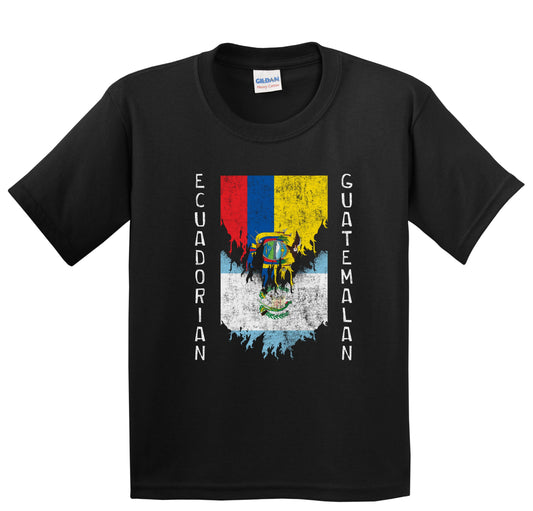 Ecuadorian Guatemalan Flags Ripped Torn Ecuador Guatemala Youth T-Shirt