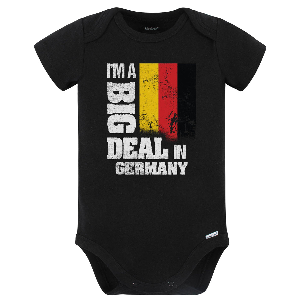 I'm A Big Deal In Germany Funny German Flag Baby Bodysuit (Black)