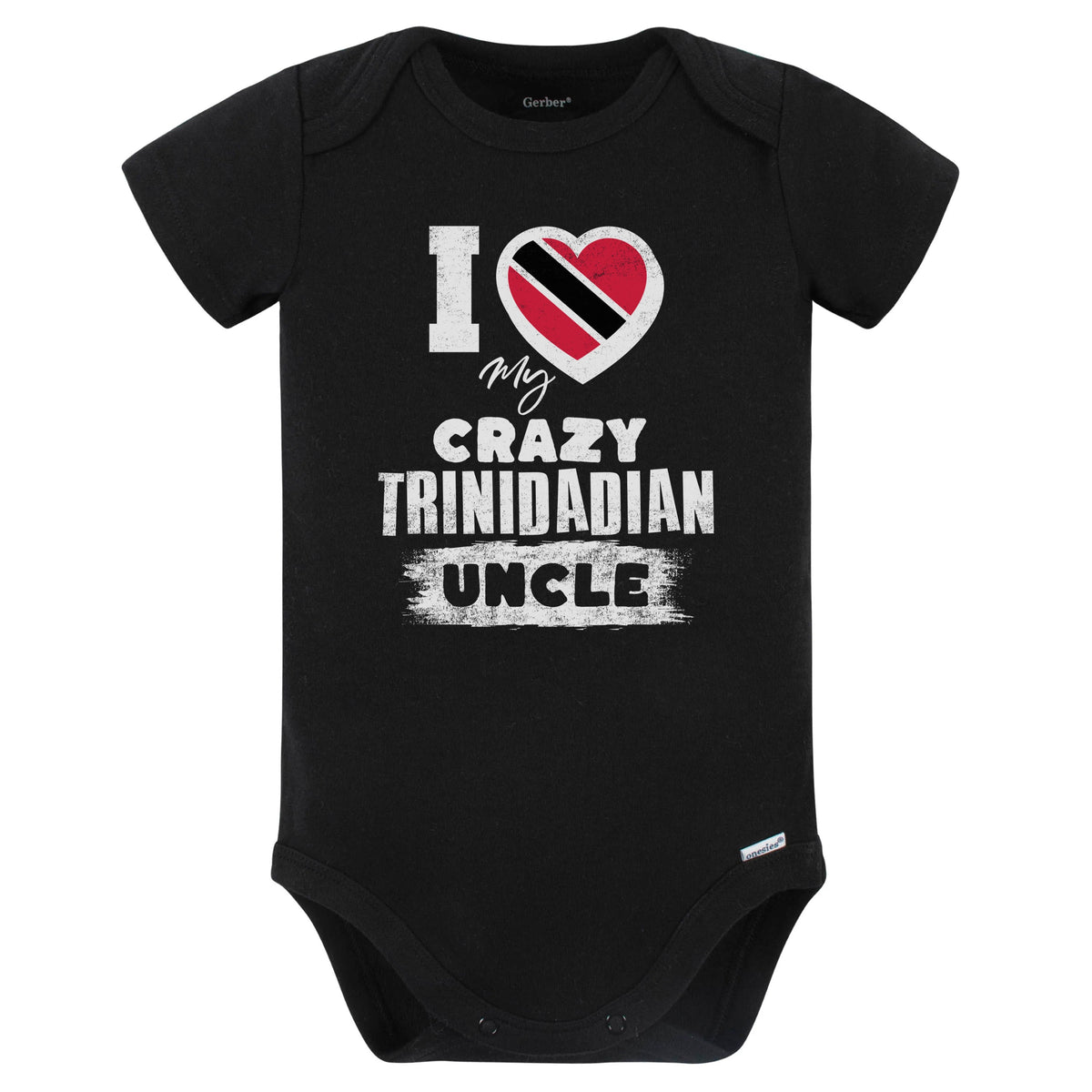 I Love My Crazy Trinidadian Uncle Funny Trinidad and Tobago Flag Niece Nephew Baby Bodysuit (Black)