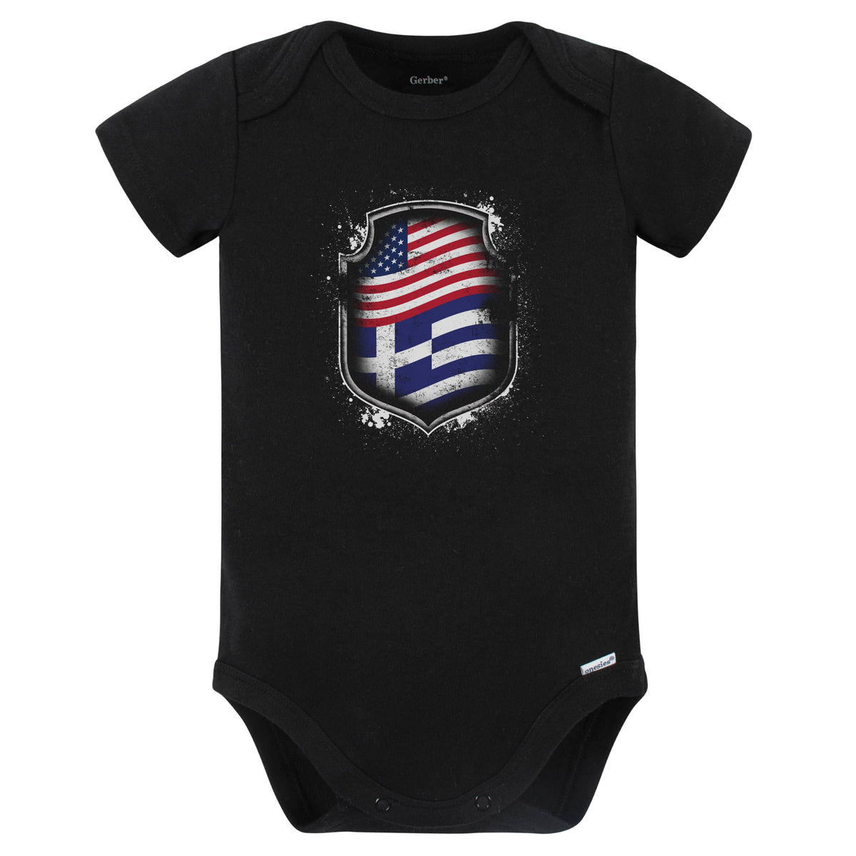 Greek American Shirt Flags Of Greece and America Baby Bodysuit (Black)