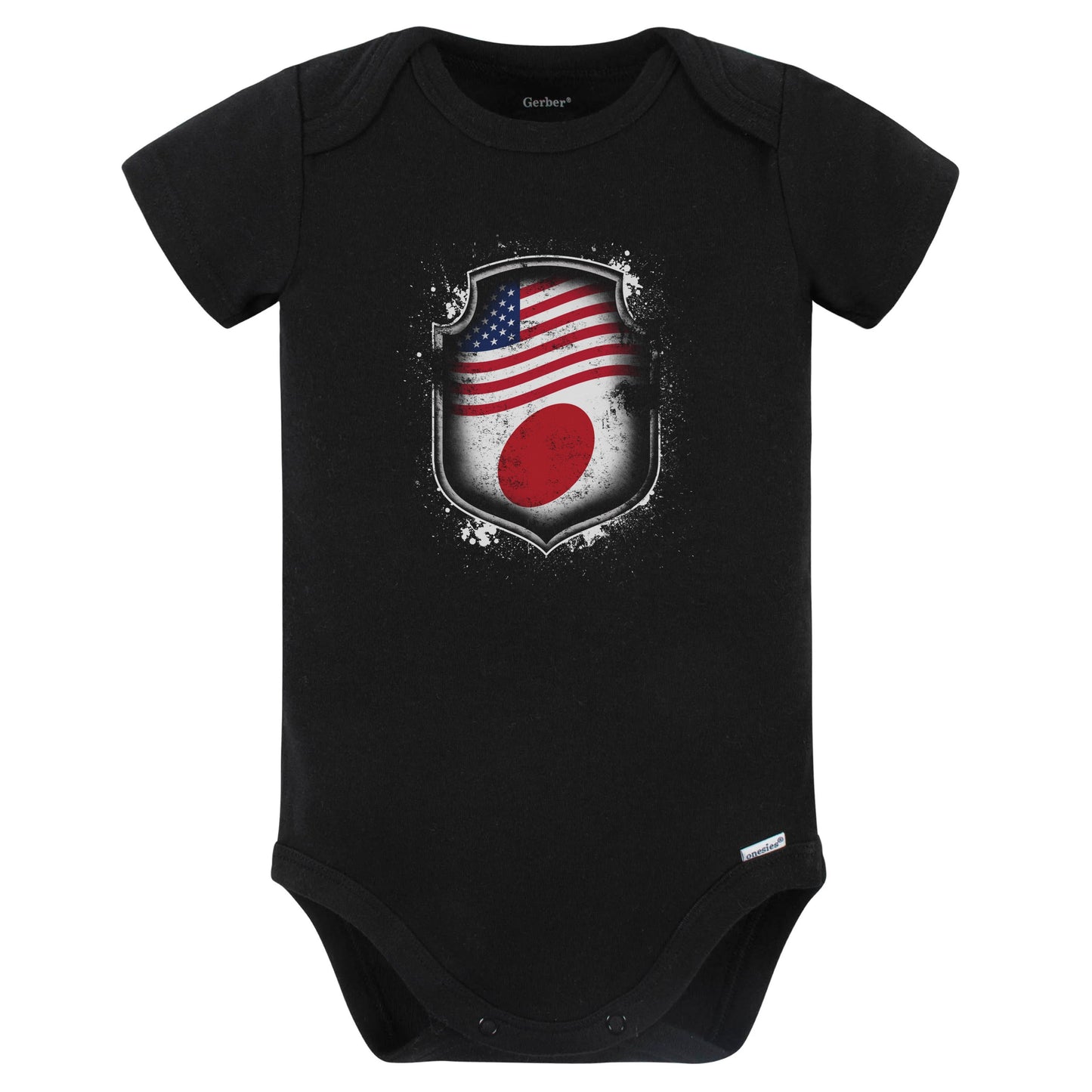 Japanese American Shirt Flags Of Japan and America Baby Bodysuit (Black)
