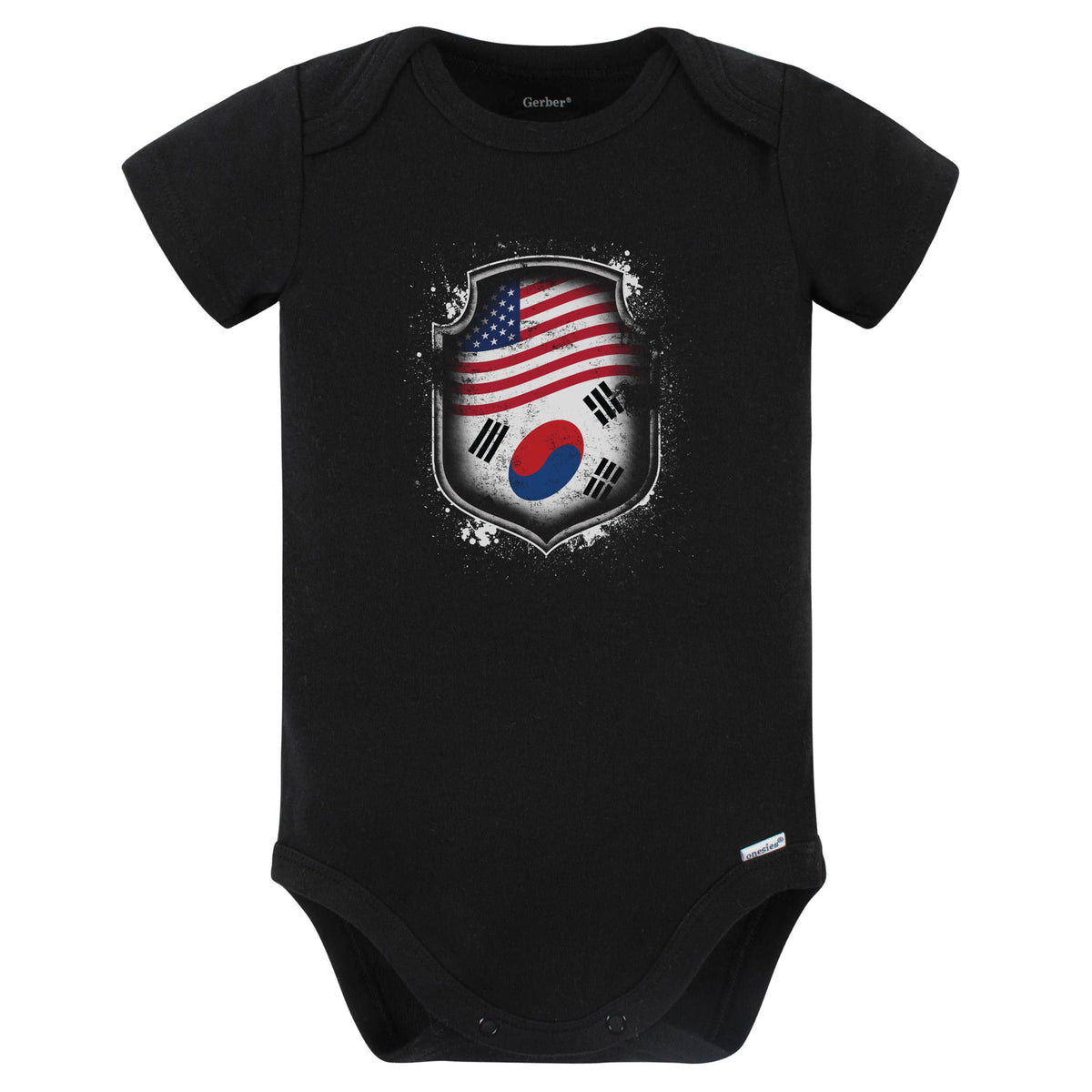 Korean American Shirt Flags Of South Korea and America Baby Bodysuit (Black)