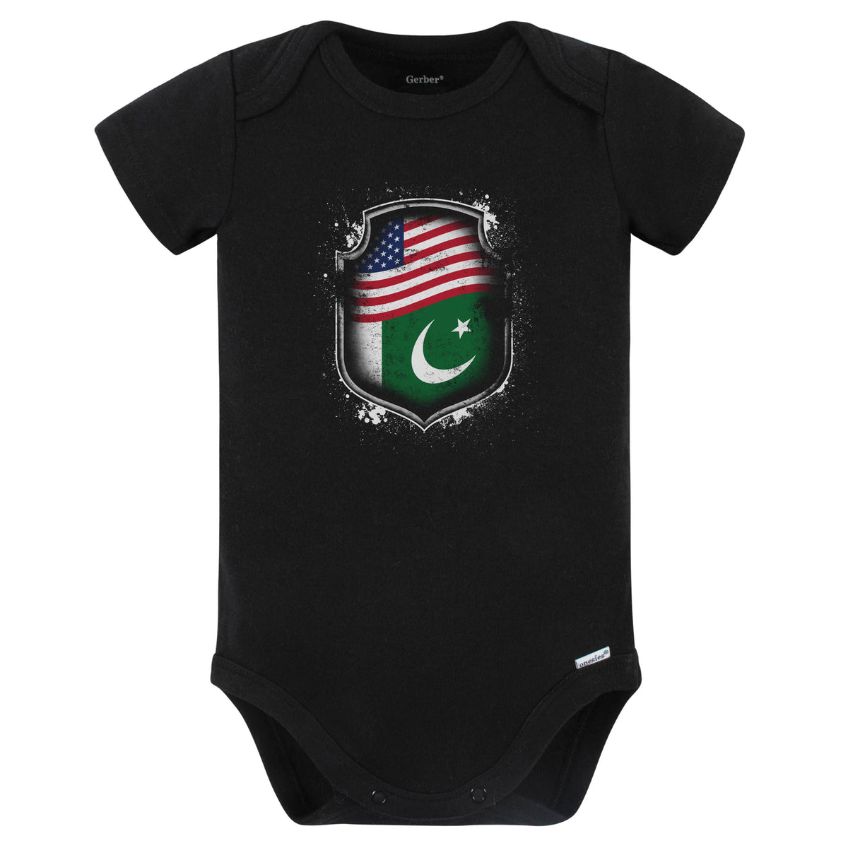 Pakistani American Shirt Flags Of Pakistan and America Baby Bodysuit (Black)