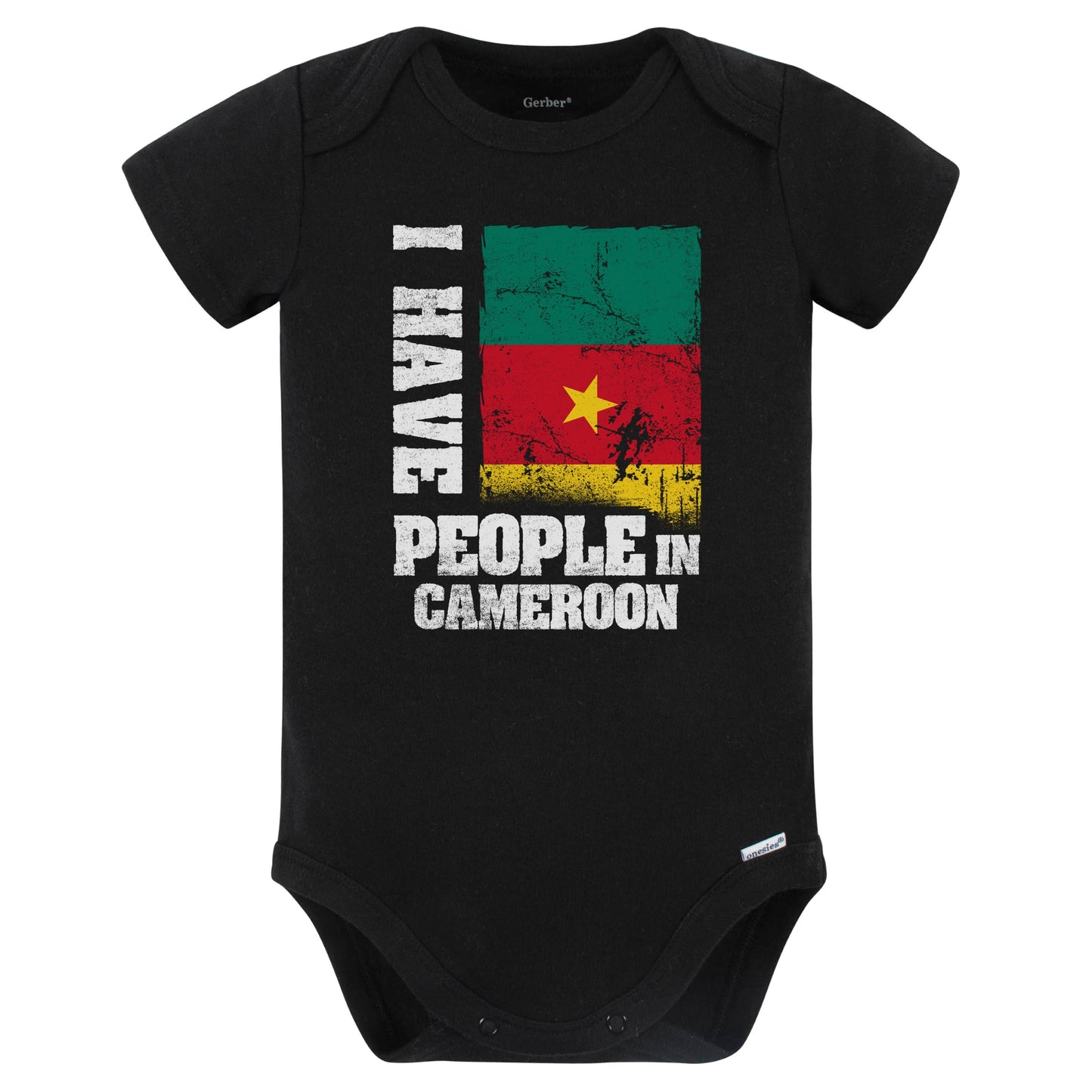 I Have People In Cameroon Cameroonian Flag Baby Bodysuit (Black)