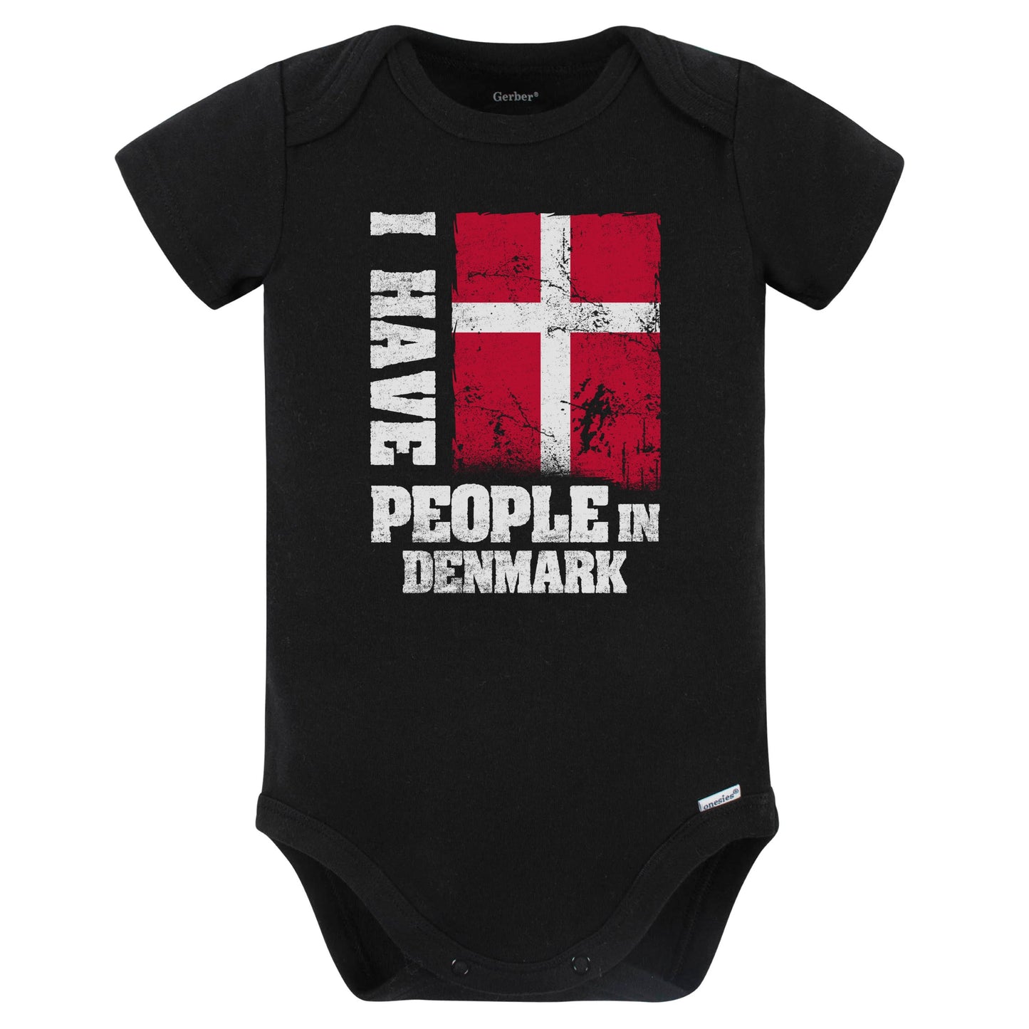 I Have People In Denmark Danish Flag Baby Bodysuit (Black)