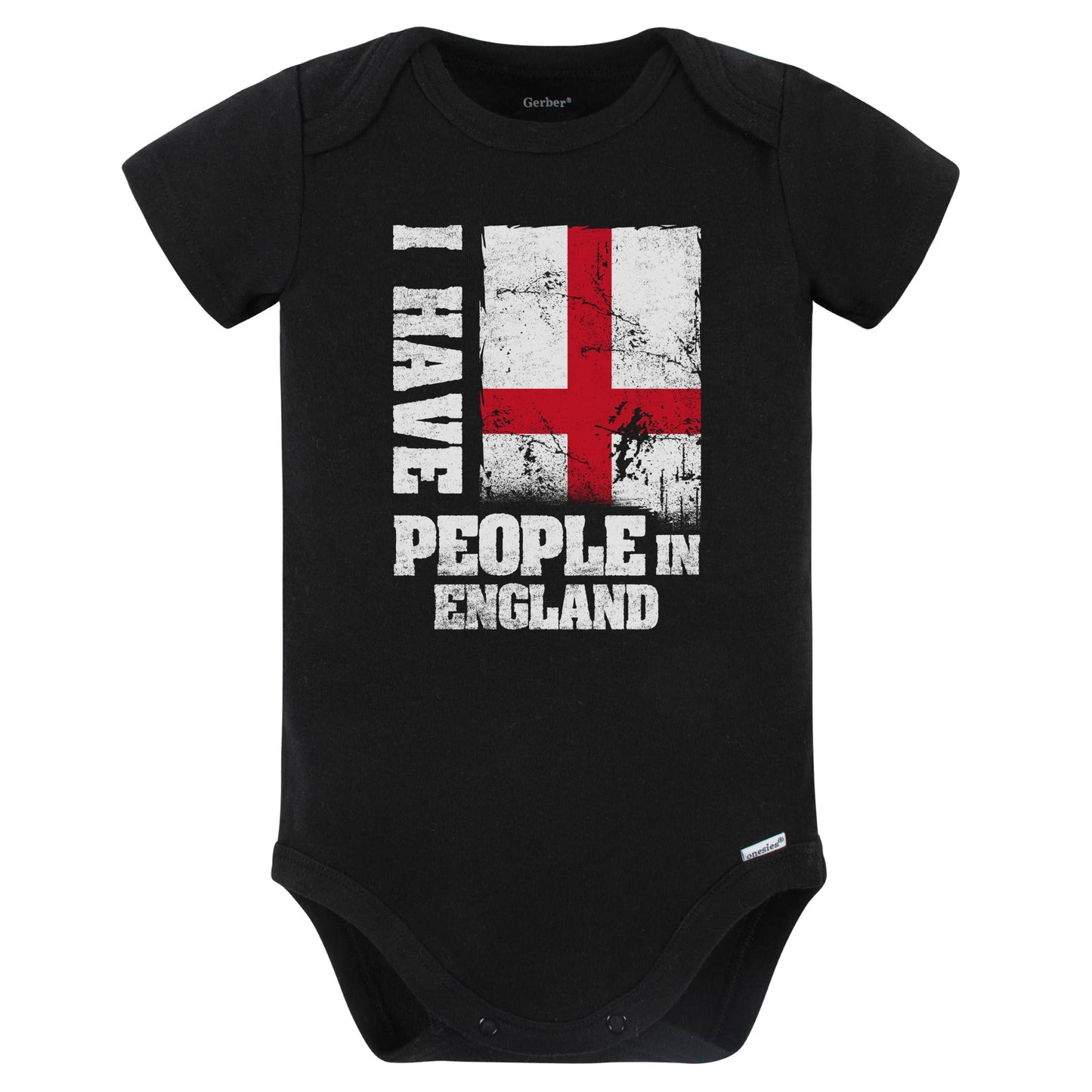 I Have People In England English Flag Baby Bodysuit (Black)