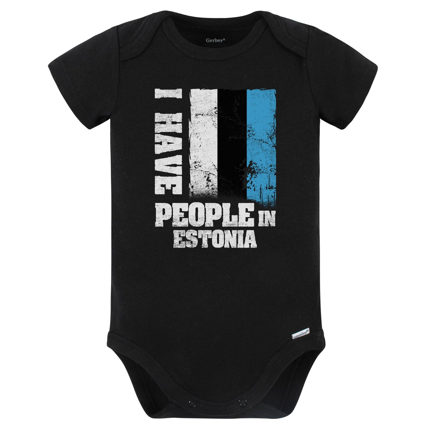 I Have People In Estonia Estonian Flag Baby Bodysuit (Black)