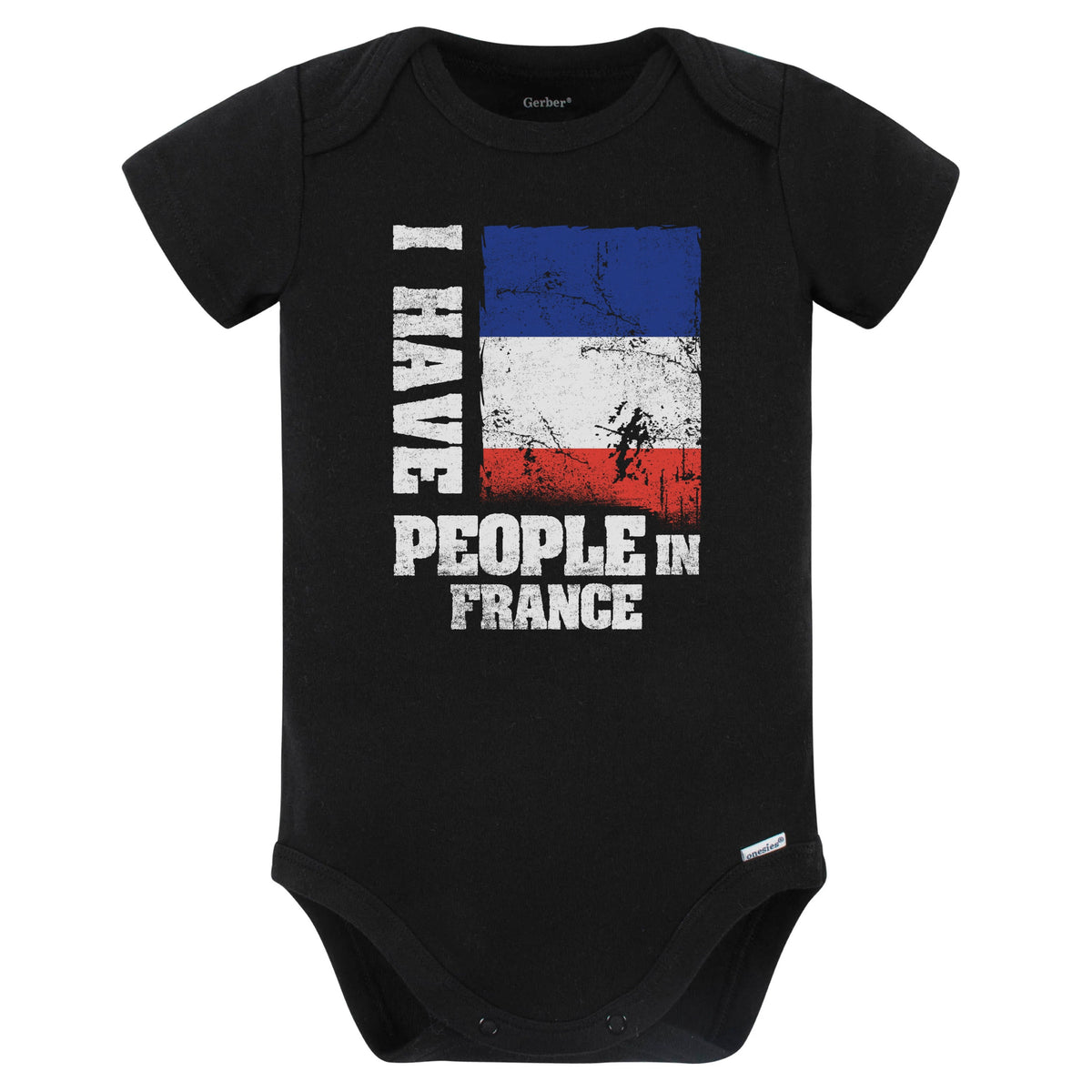 I Have People In France French Flag Baby Bodysuit (Black)