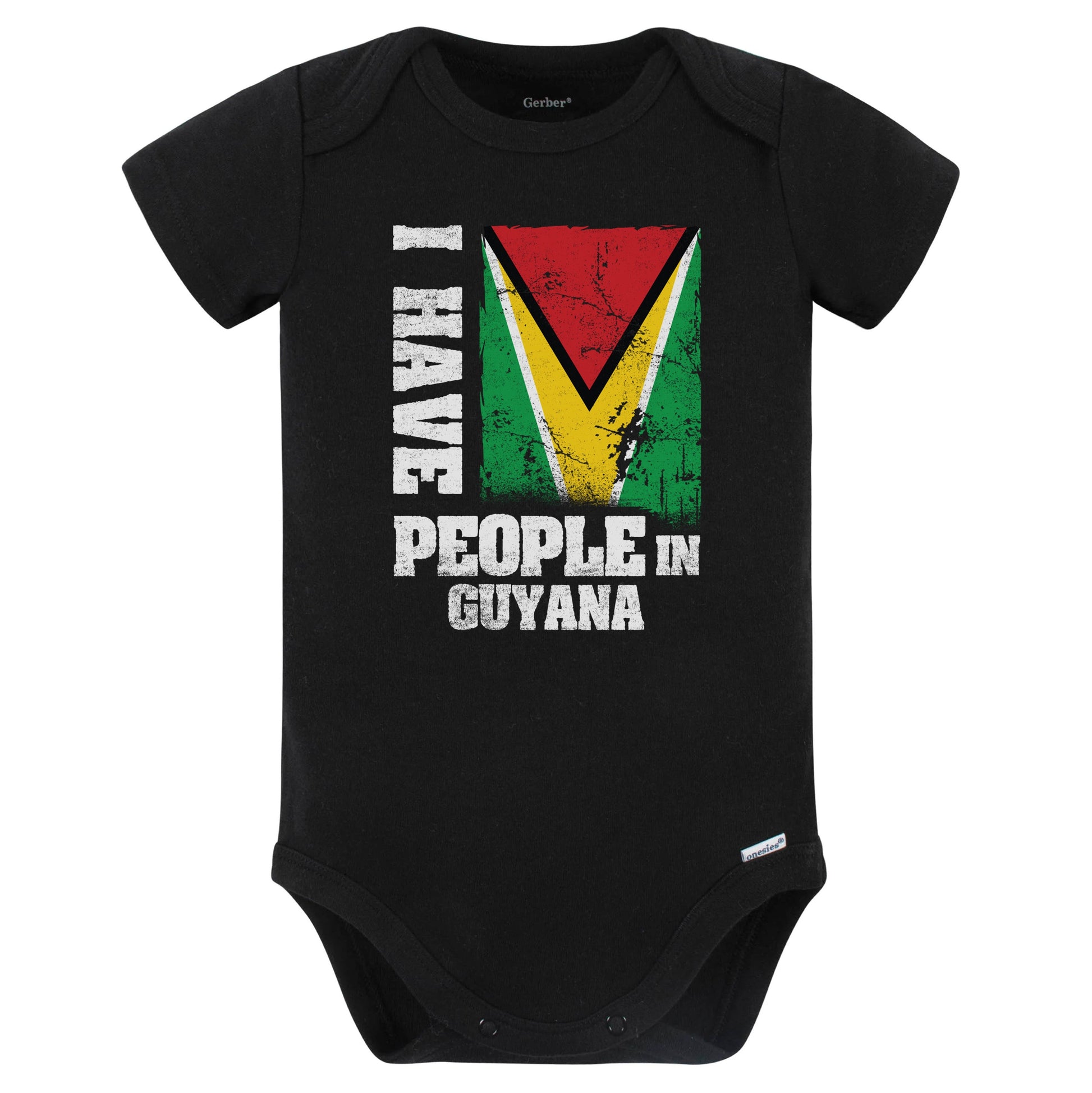 I Have People In Guyana Guyanese Flag Baby Bodysuit (Black)