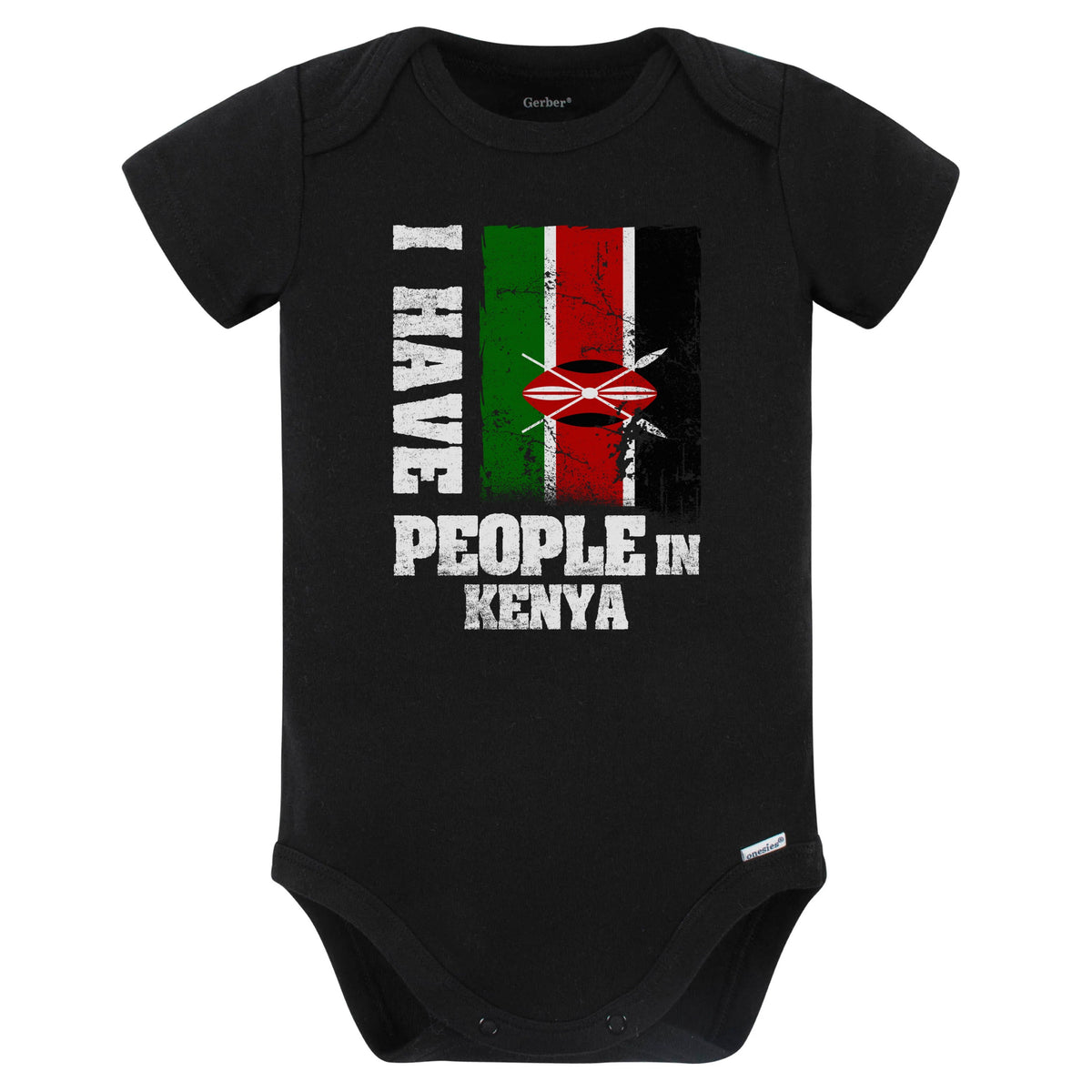 I Have People In Kenya Kenyan Flag Baby Bodysuit (Black)