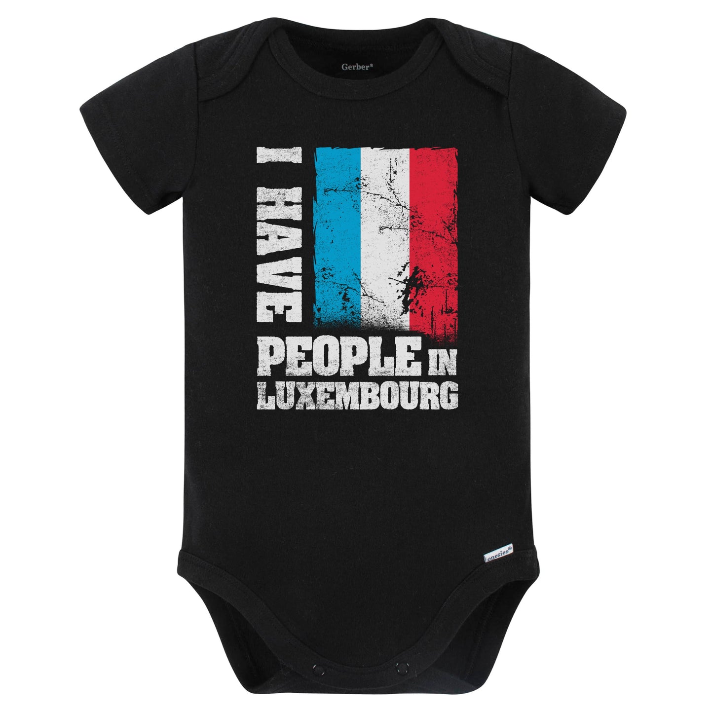 I Have People In Luxembourg Luxembourgish Flag Baby Bodysuit (Black)
