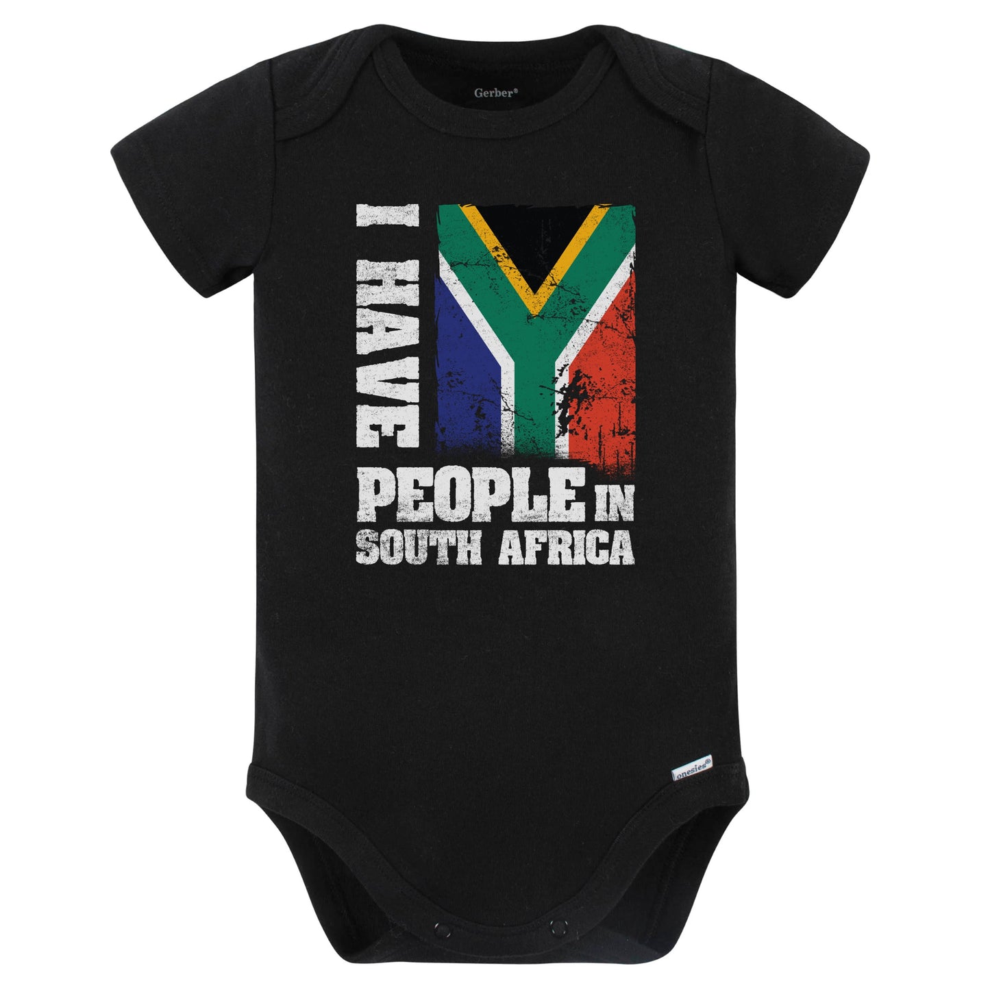 I Have People In South Africa South African Flag Baby Bodysuit (Black)
