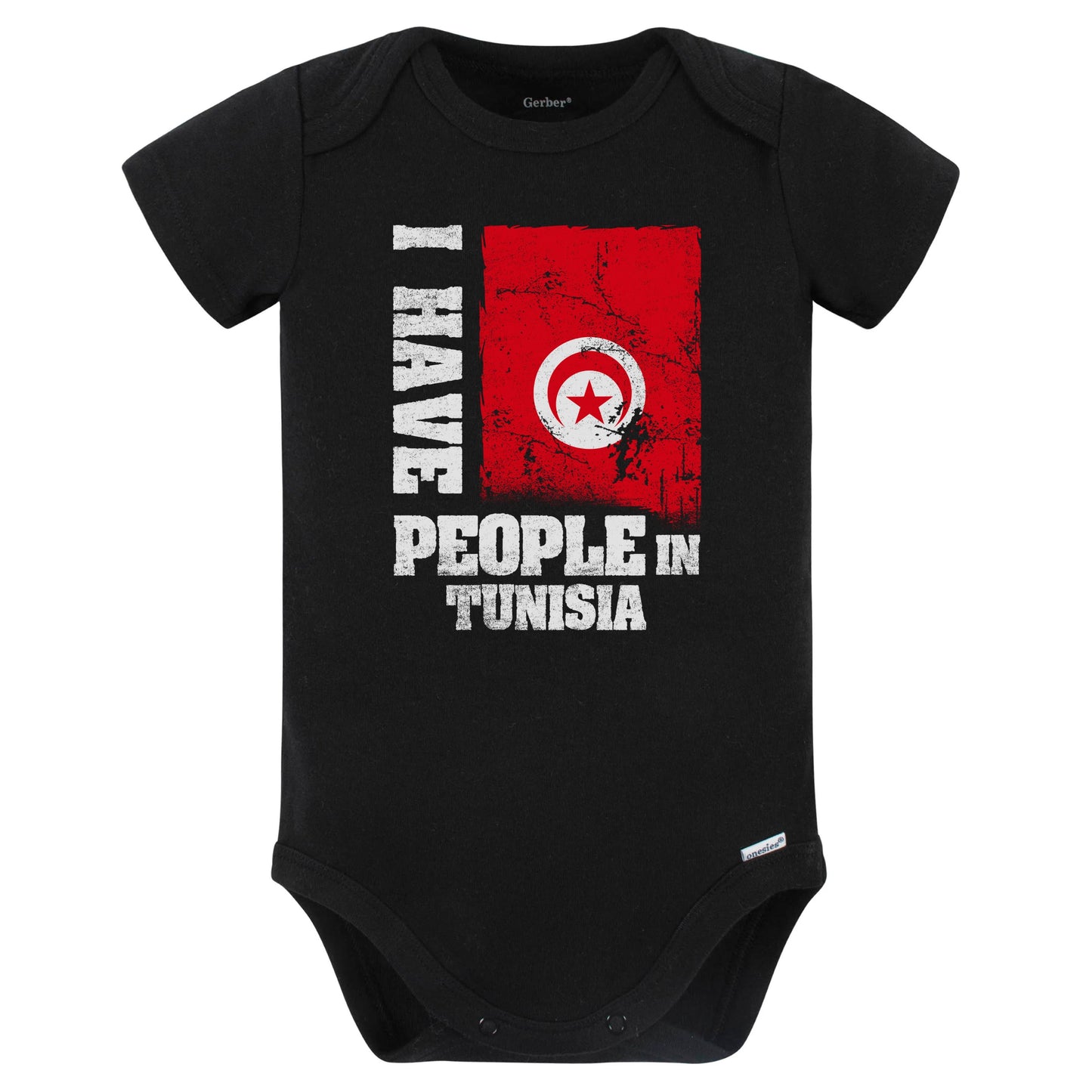 I Have People In Tunisia Tunisian Flag Baby Bodysuit (Black)