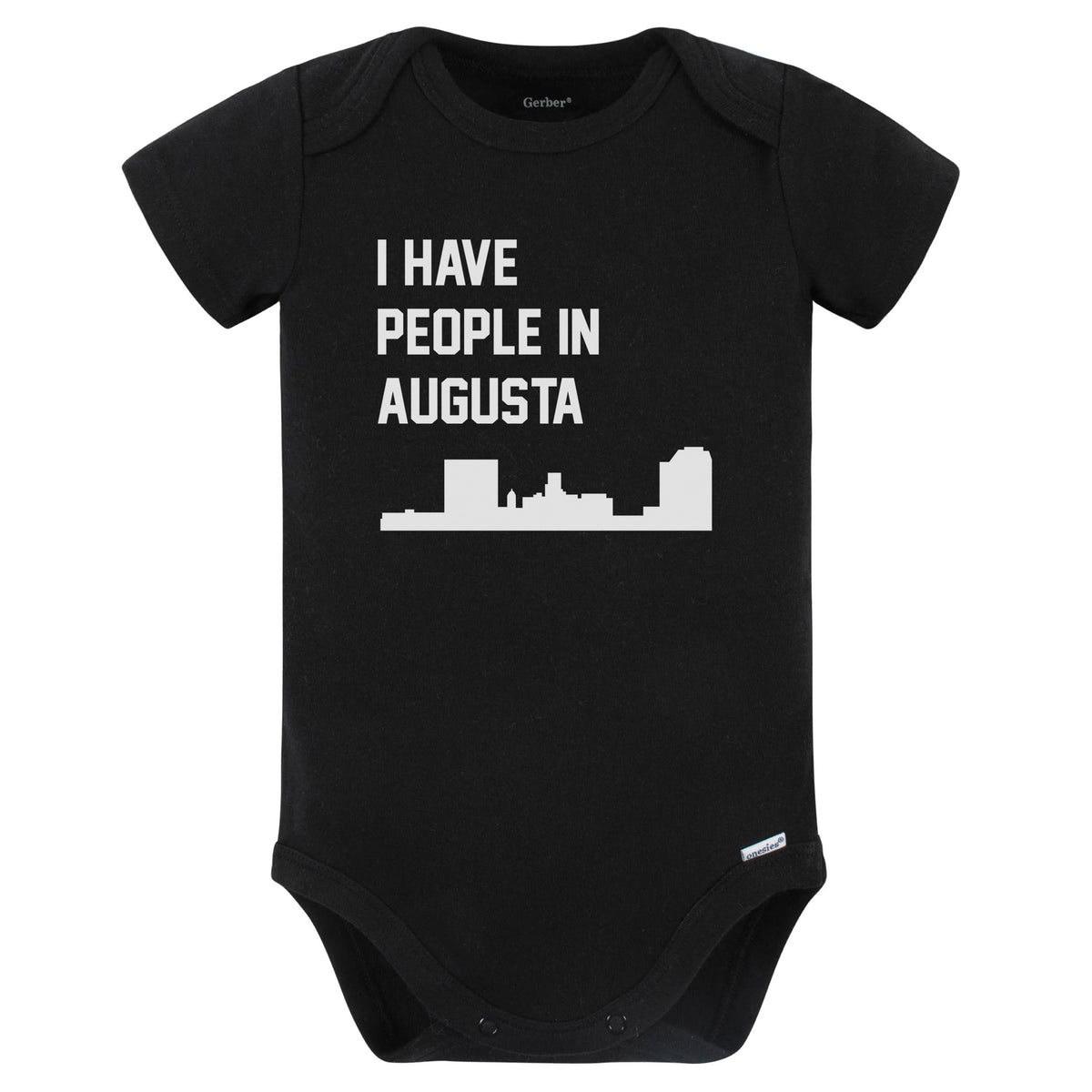 I Have People In Augusta Georgia Skyline Baby Bodysuit (Black)