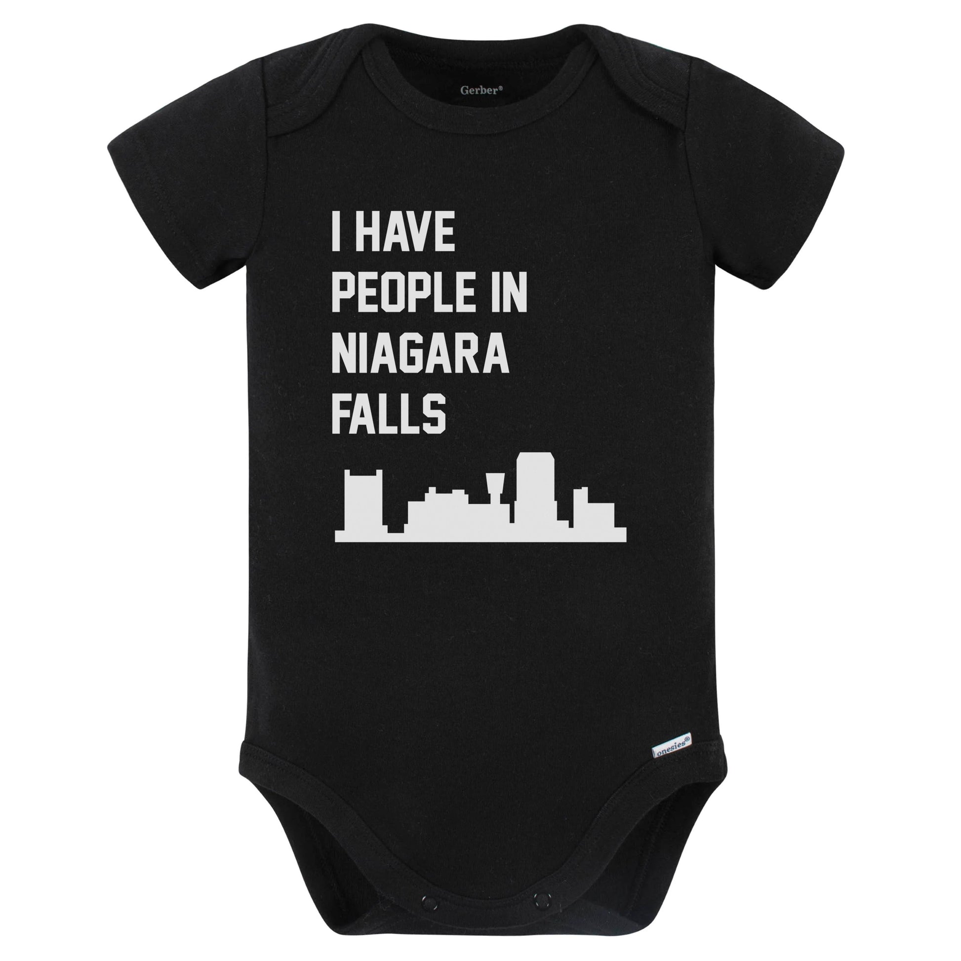I Have People In Niagara Falls New York Skyline Baby Bodysuit (Black)
