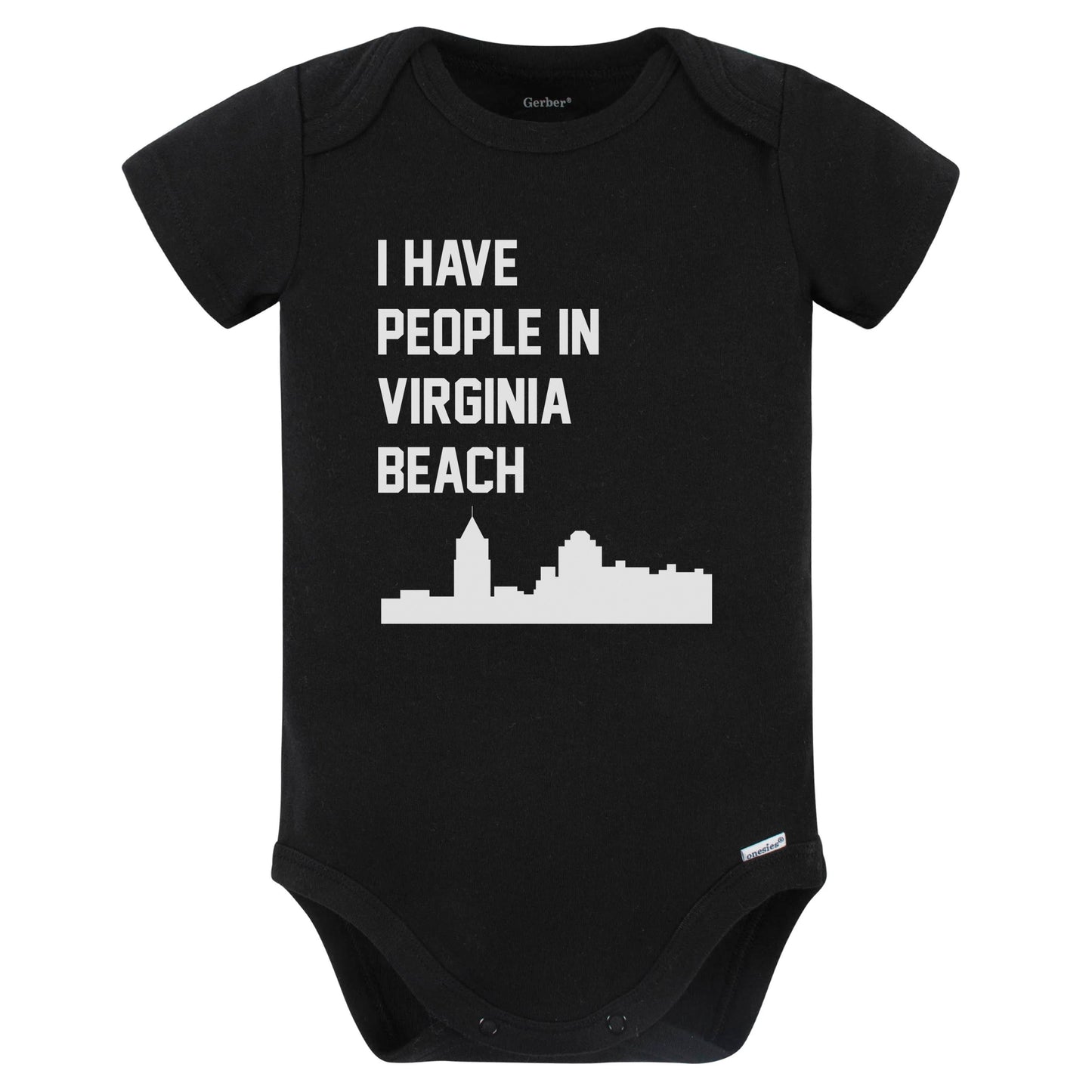 I Have People In Virginia Beach Virginia Skyline Baby Bodysuit (Black)