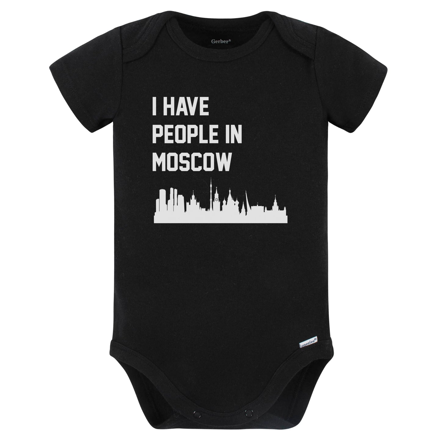 I Have People In Moscow Russia Skyline Baby Bodysuit (Black)