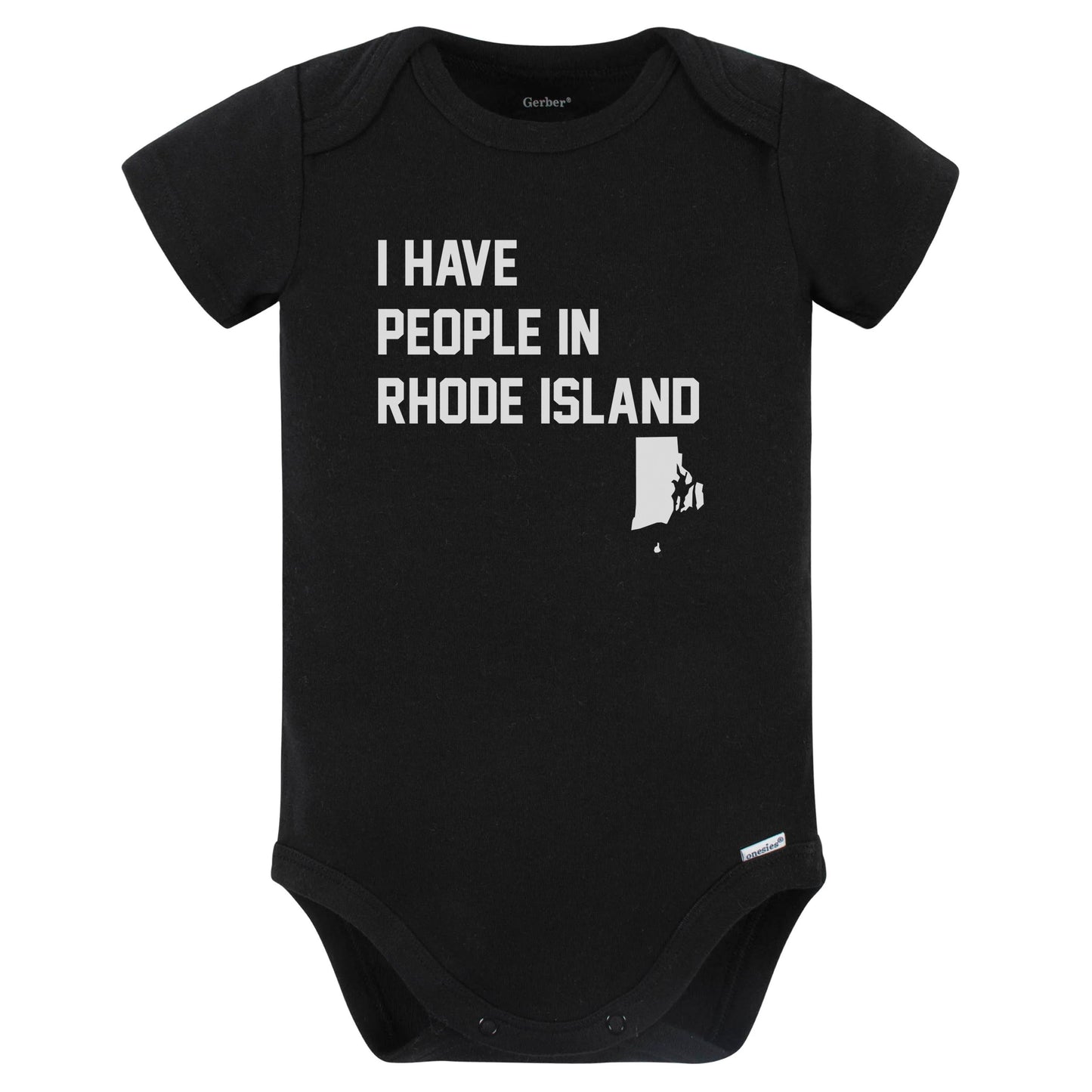 I Have People In Rhode Island Baby Bodysuit (Black)