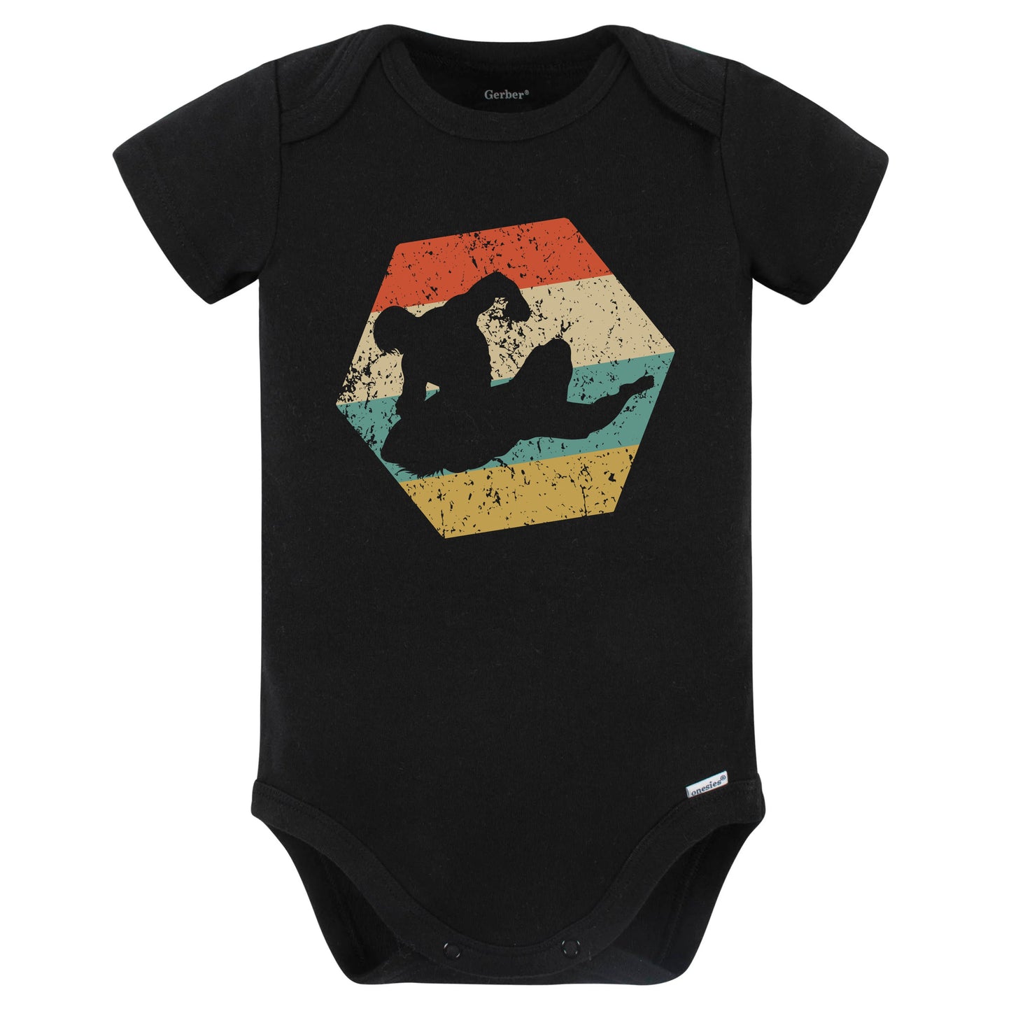 MMA Fighters Retro Distressed Hexagon Mixed Martial Arts Baby Bodysuit (Black)