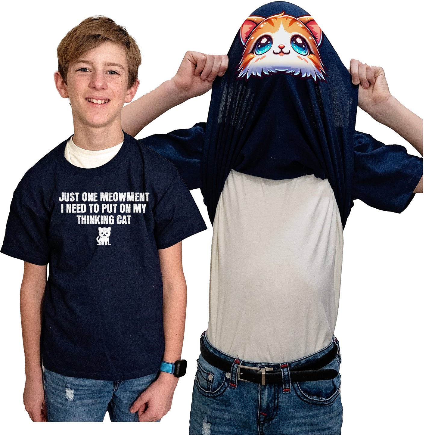 I Need to Put on My Thinking Cat Flip Shirt - Kitten Face T-Shirt