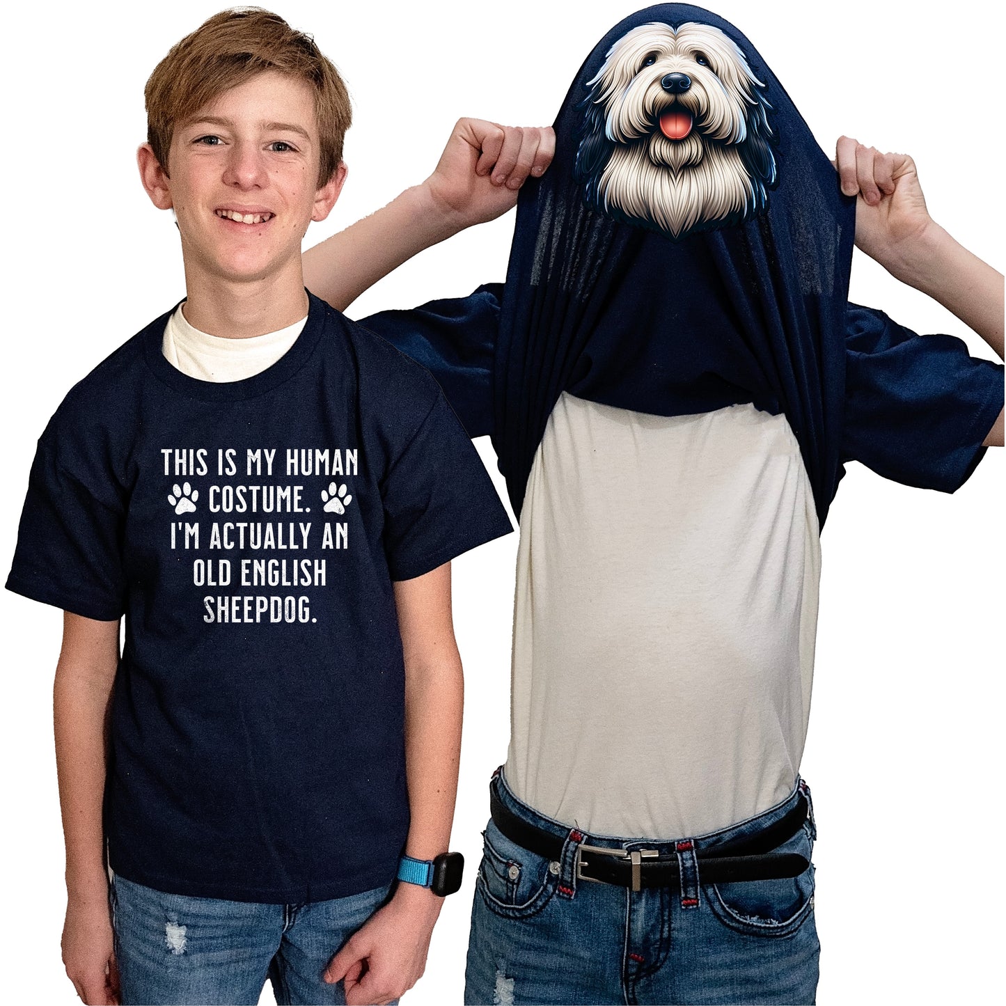 I'm Really An Old English Sheepdog Flip Shirt - Funny Dog Owner T-Shirt Flip Tee