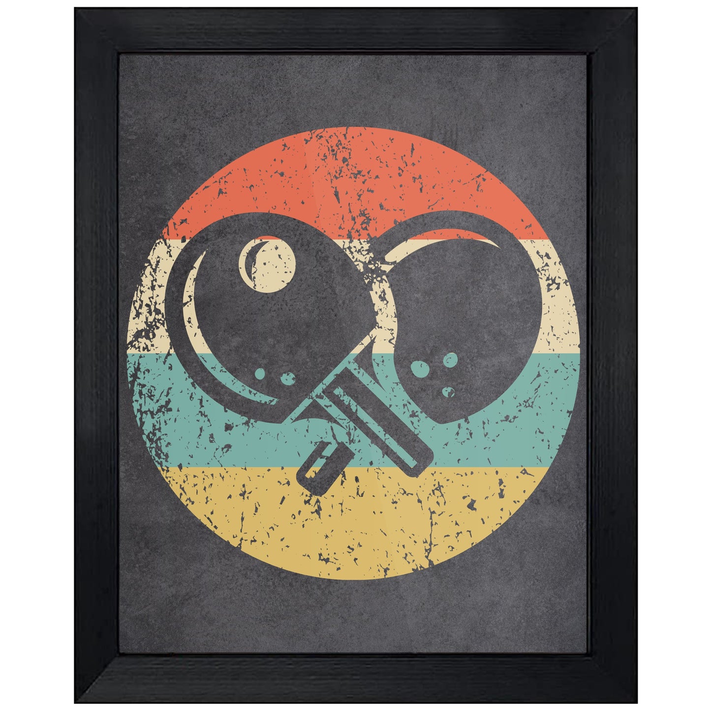 Table Tennis Paddles Icon Retro 8"x10" Wall Art Print
