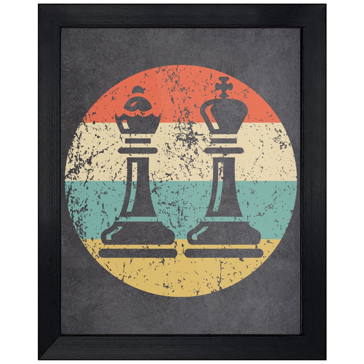 Chess Pieces Icon Retro 8"x10" Wall Art Print