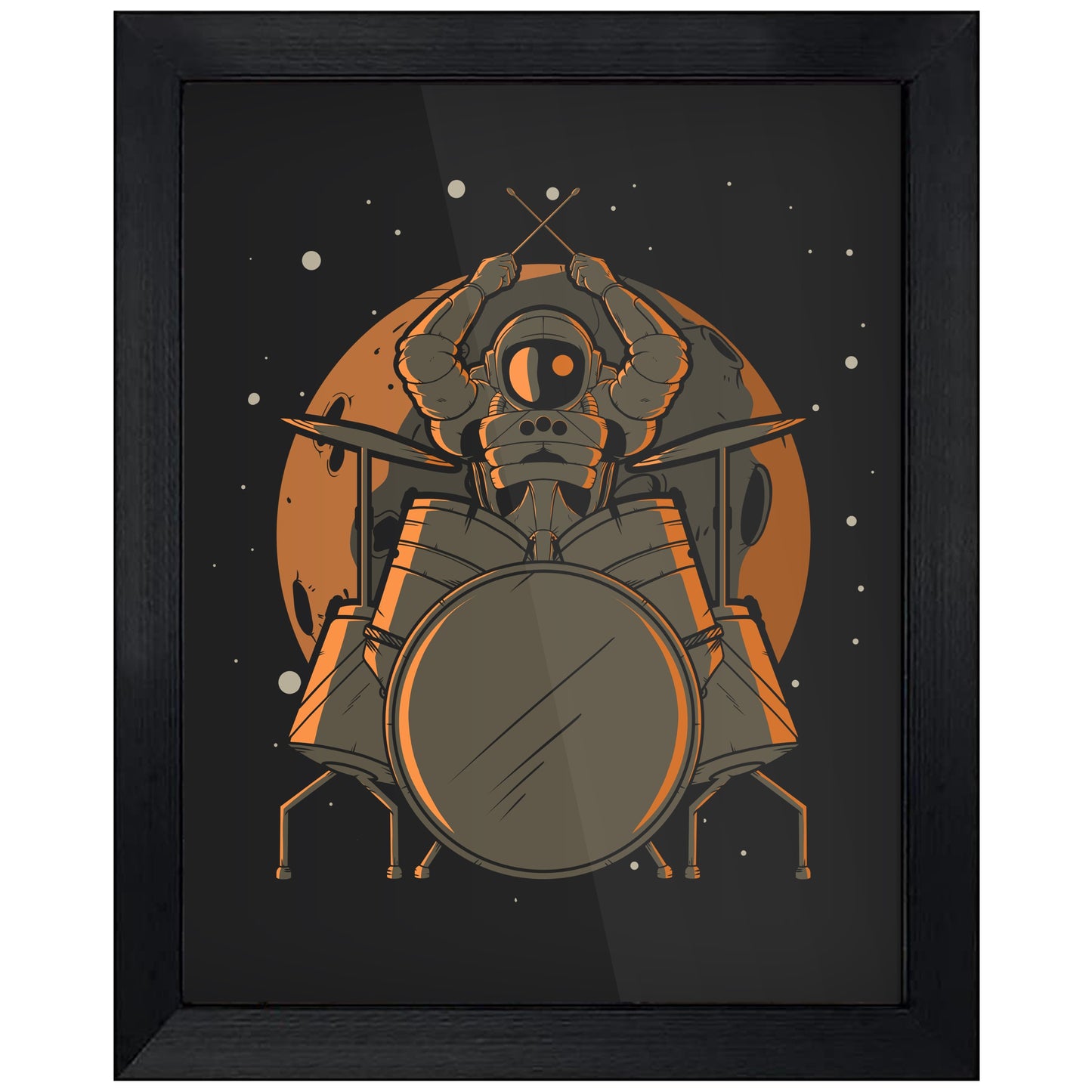 Drummer Astronaut Outer Space Spaceman Drums 8"x10" Wall Art Print