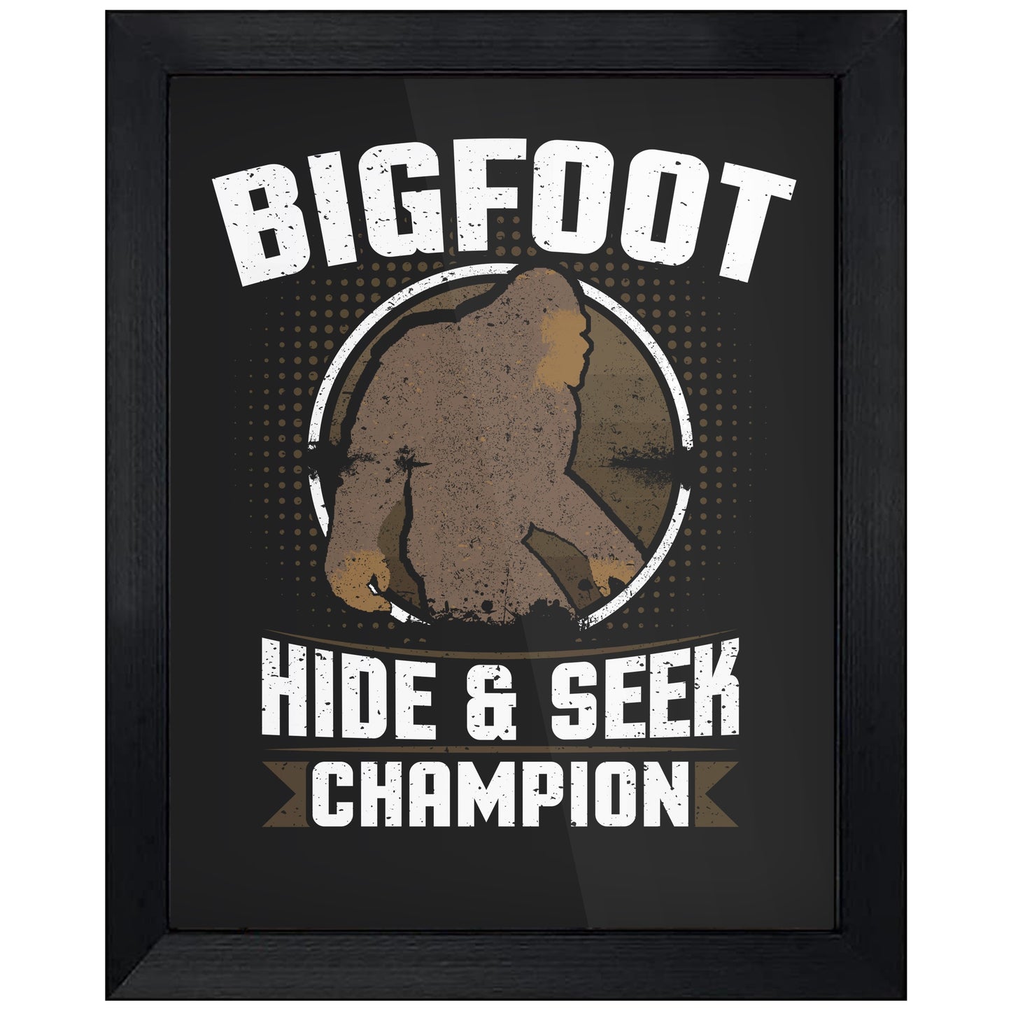 Bigfoot Hide And Seek Champion Funny Sasquatch 8"x10" Wall Art Print