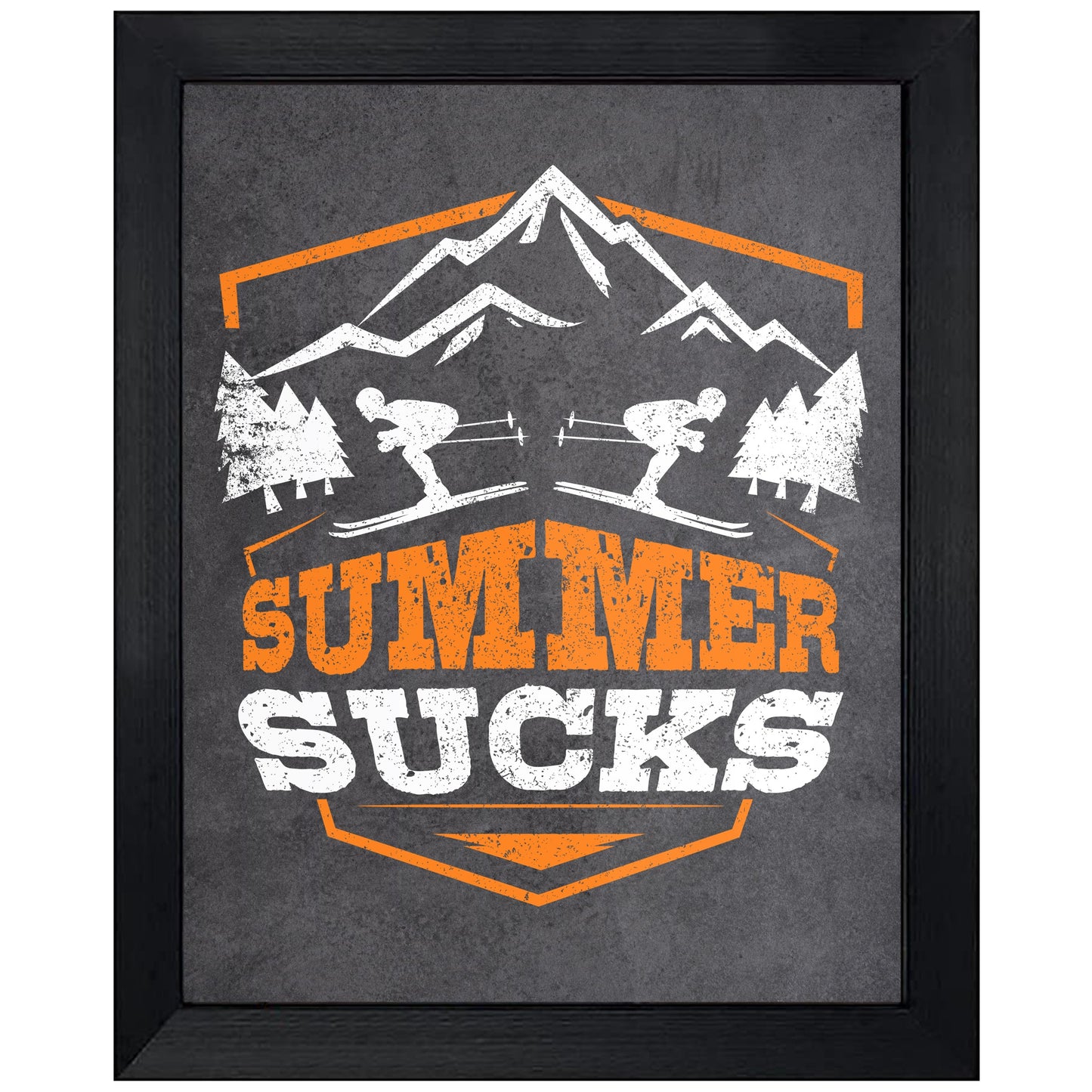 Summer Sucks Funny Skiing Graphic 8"x10" Wall Art Print