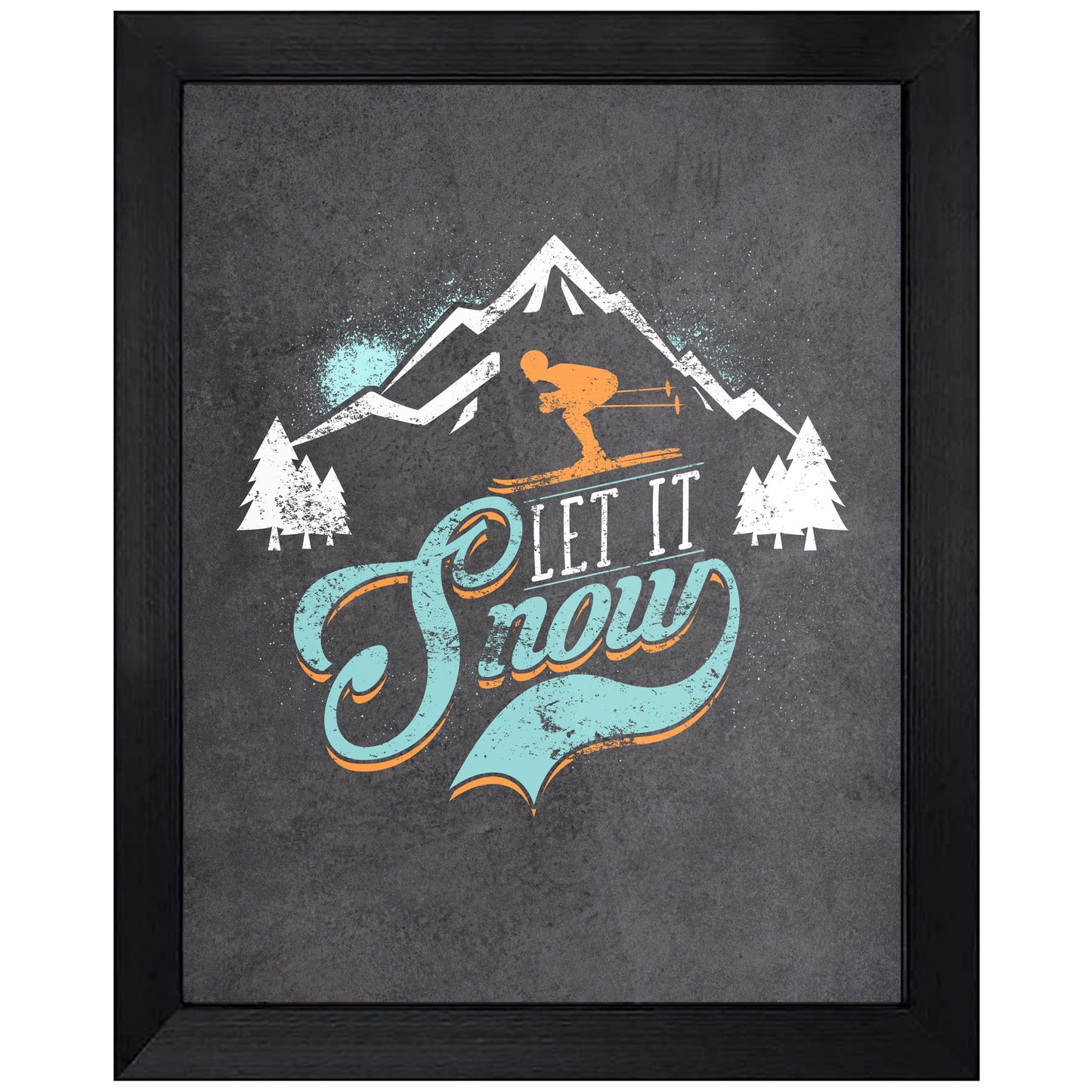 Let It Snow Funny Skiing Graphic 8"x10" Wall Art Print