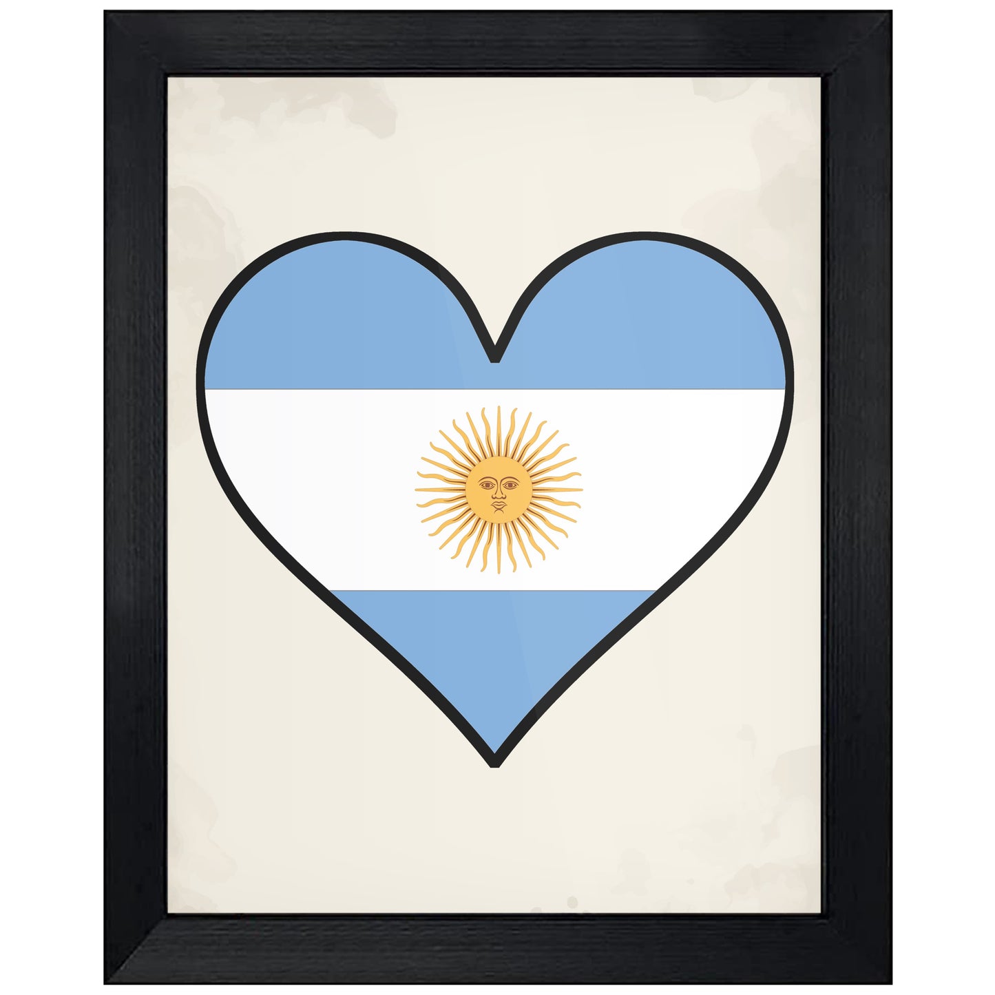 Argentinian Flag Heart Flag of Argentina 8"x10" Wall Art Print