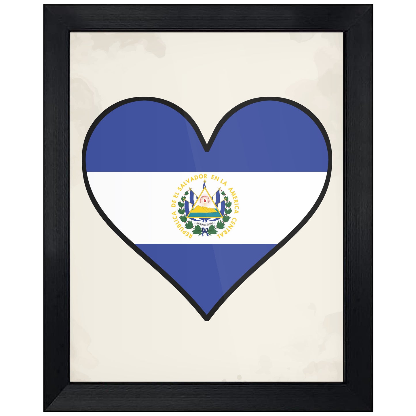 Salvadorian Flag Heart Flag of El Salvador 8"x10" Wall Art Print
