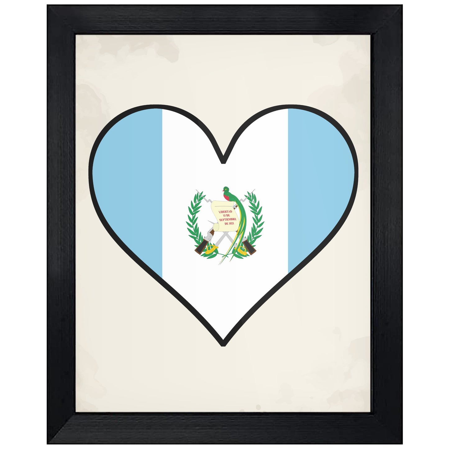 Guatemalan Flag Heart Flag of Guatemala 8"x10" Wall Art Print