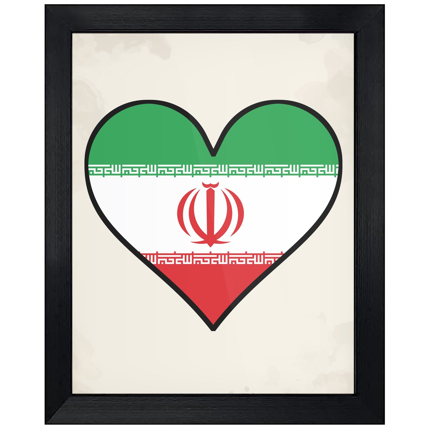 Iranian Flag Heart Flag of Iran 8"x10" Wall Art Print